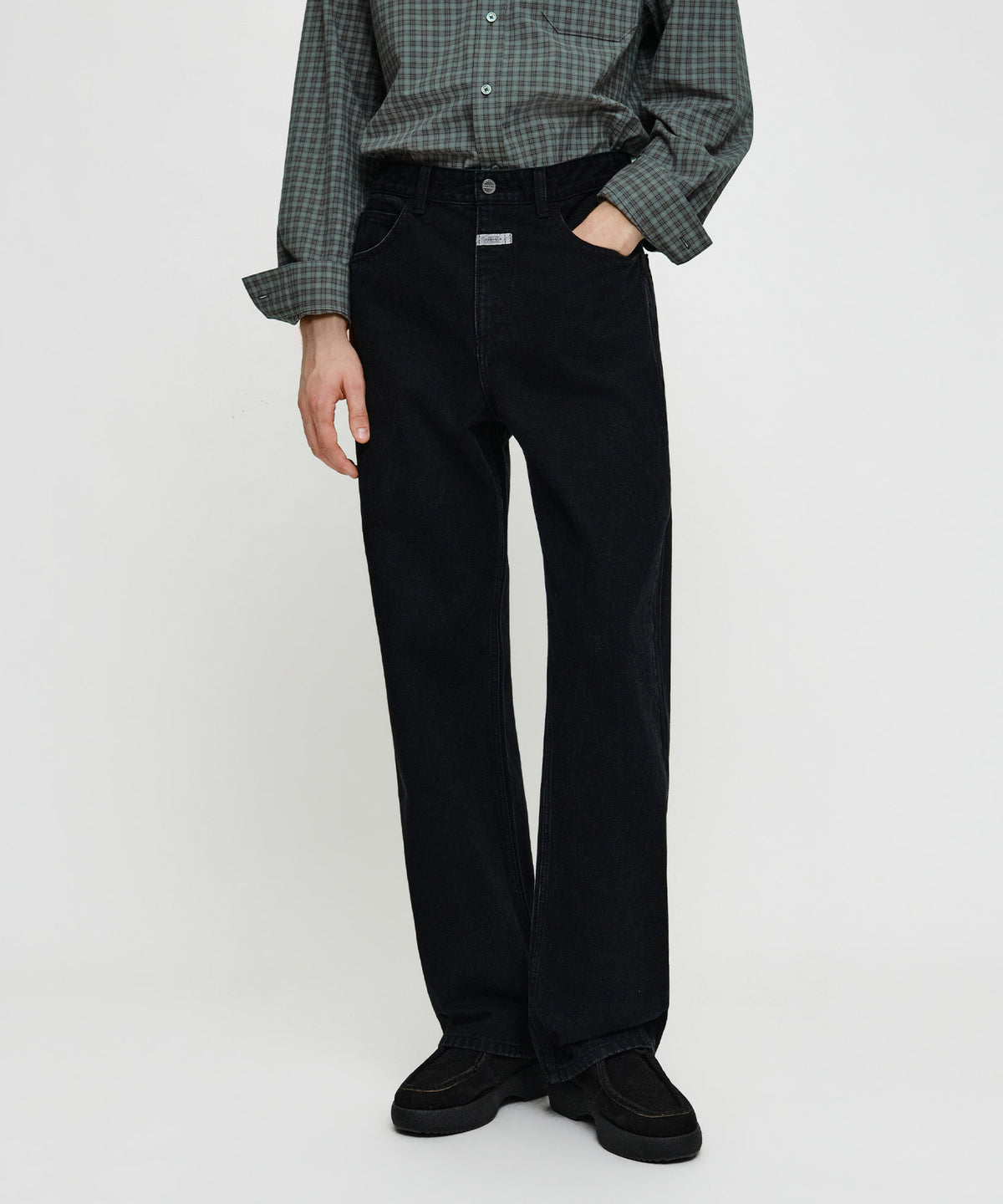 Marithe & Francois Girbaud - [Pre-order – Ships 30 Sep] Semi-wide Denim Pants (Black) product image 1 | TRAB K-Fashion Australia