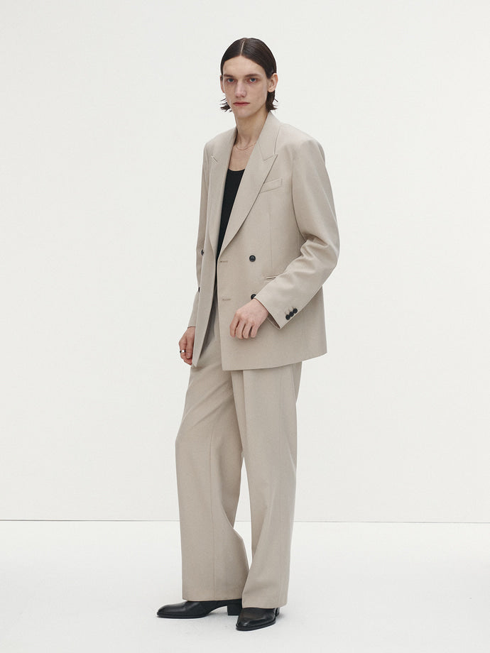 Tonywack - Wool Twill Double-Breasted Tailored Blazer (Ivory) product image 2 | TRAB K-Fashion Australia