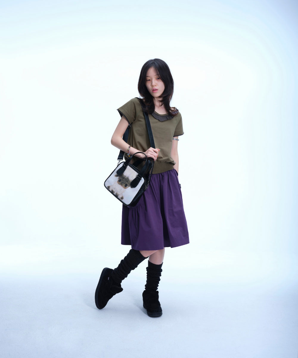 Coyseio - Big Pocket Shirring Skirt (Purple) product image 5 | TRAB K-Fashion Australia