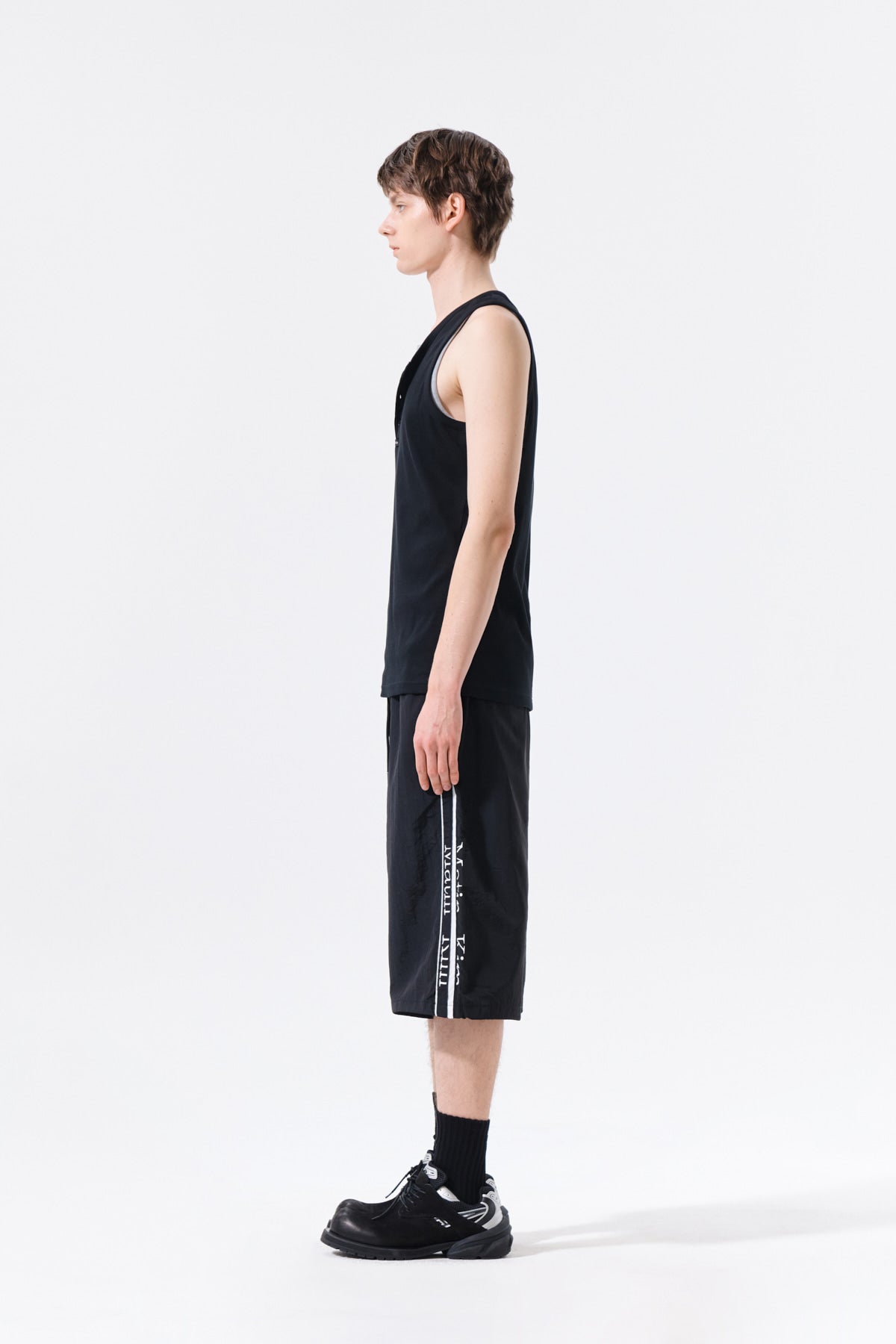 Matin Kim - Side Logo Bermuda Track Pants (Black) product image 12 | TRAB K-Fashion Australia