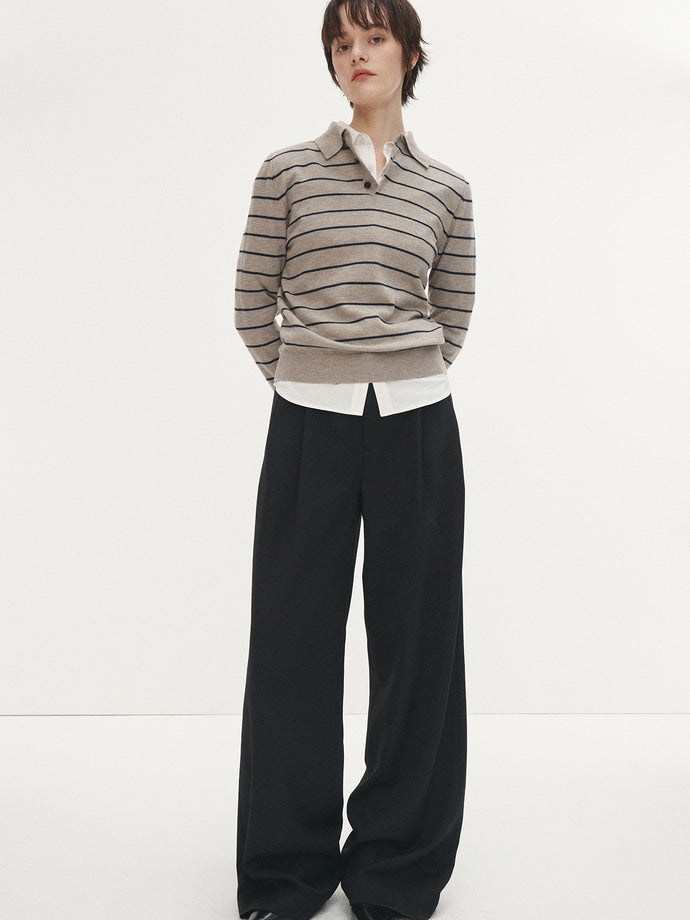 Tonywack - Wool Twill Pleated Wide Trousers (Black) product image 1 | TRAB K-Fashion Australia