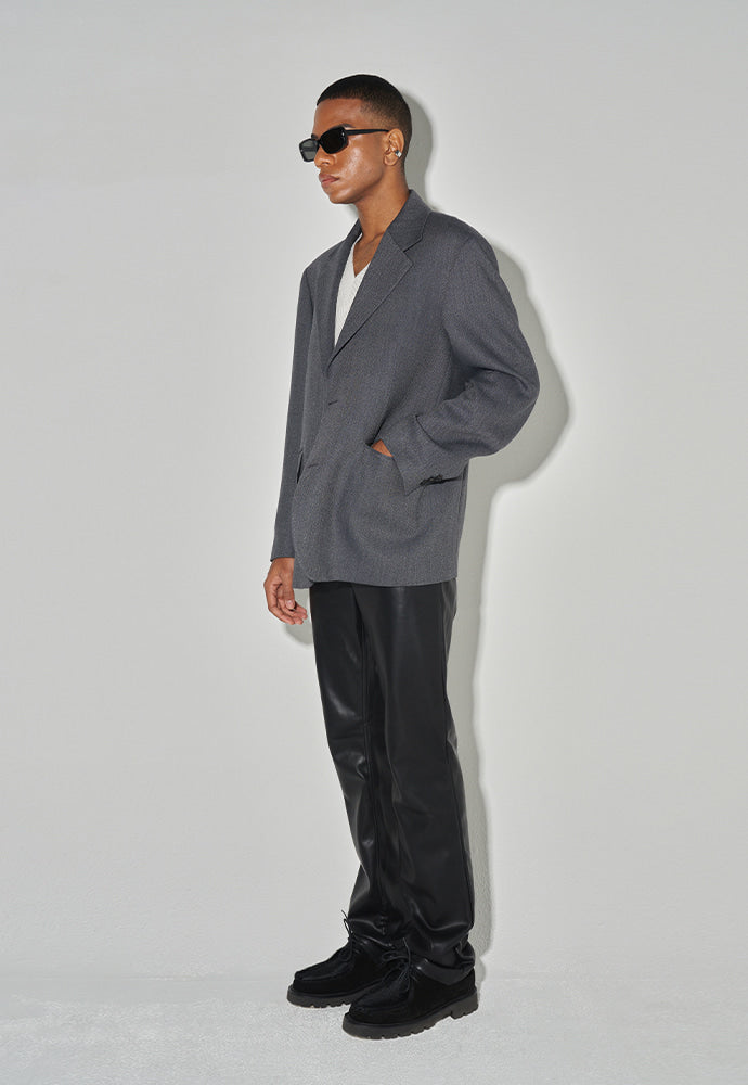 Tonywack - Relaxed Fit Tailored Blazer (Mid-Grey Herringbone) product image 2 | TRAB K-Fashion Australia