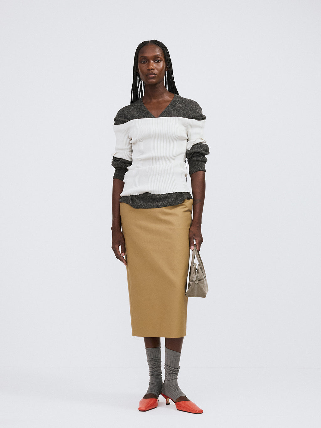 Recto - Off Shoulder Ribbed Knit Top (Ecru) product image 2 | TRAB K-Fashion Australia