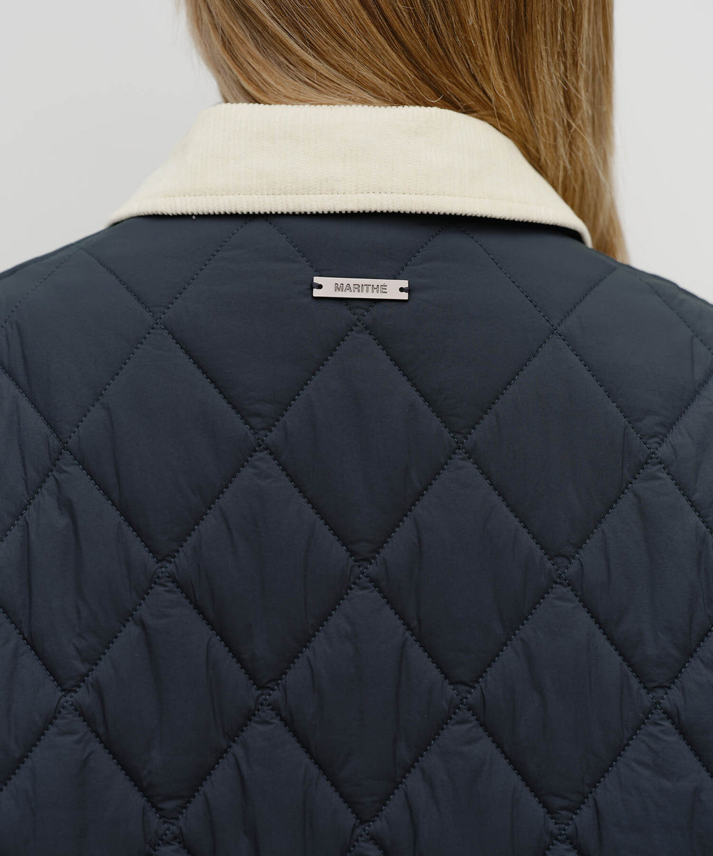 Marithe & Francois Girbaud - Corduroy Collar Quilted Jacket (Navy) product image 4 | TRAB K-Fashion Australia