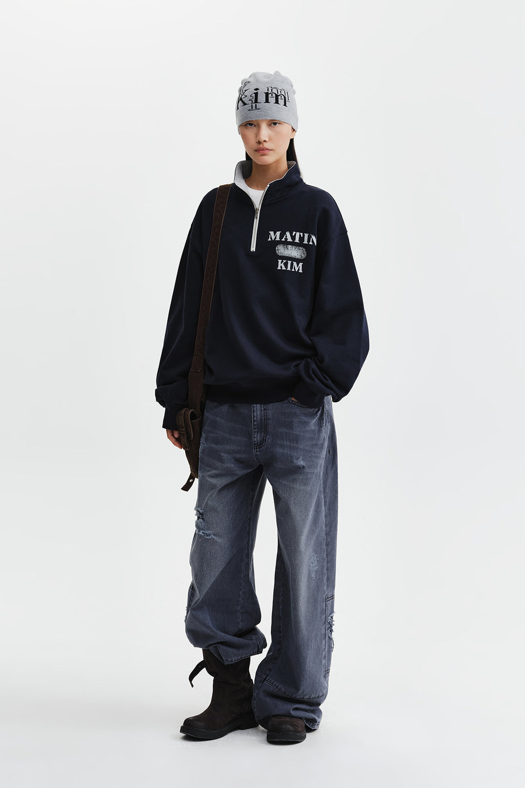 Matin Kim - Matin Logo Quarter Zip Up (Navy) product image 10 | TRAB K-Fashion Australia