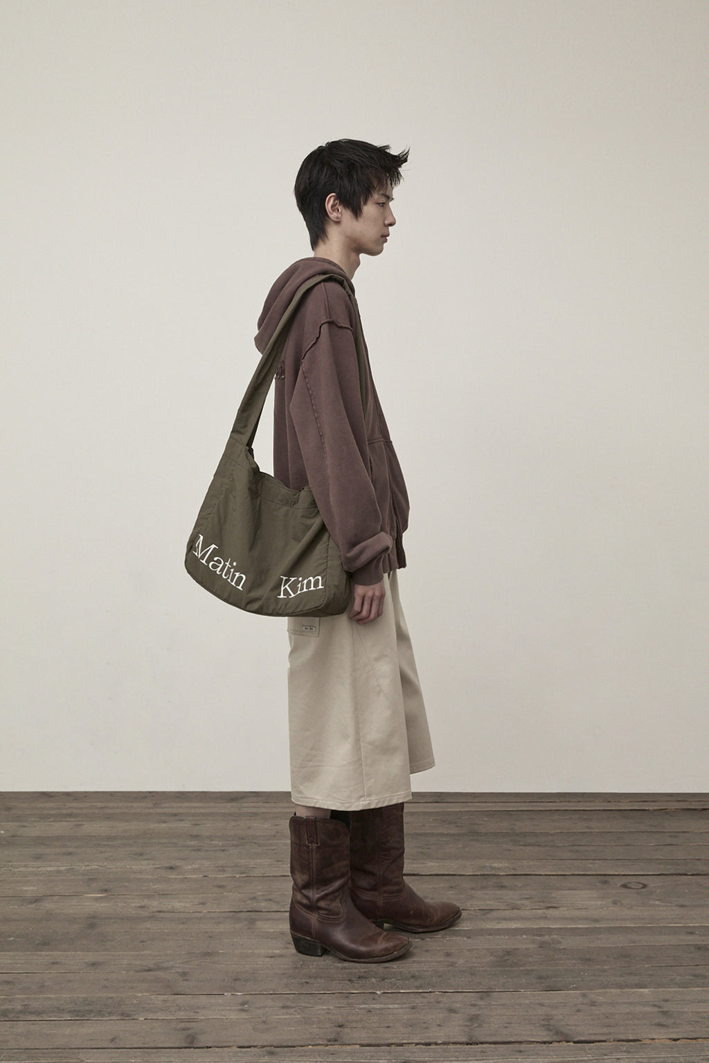 Matin Kim - Back Logo Washed Hoody Zip Up (Cocoa) product image 9 | TRAB K-Fashion Australia