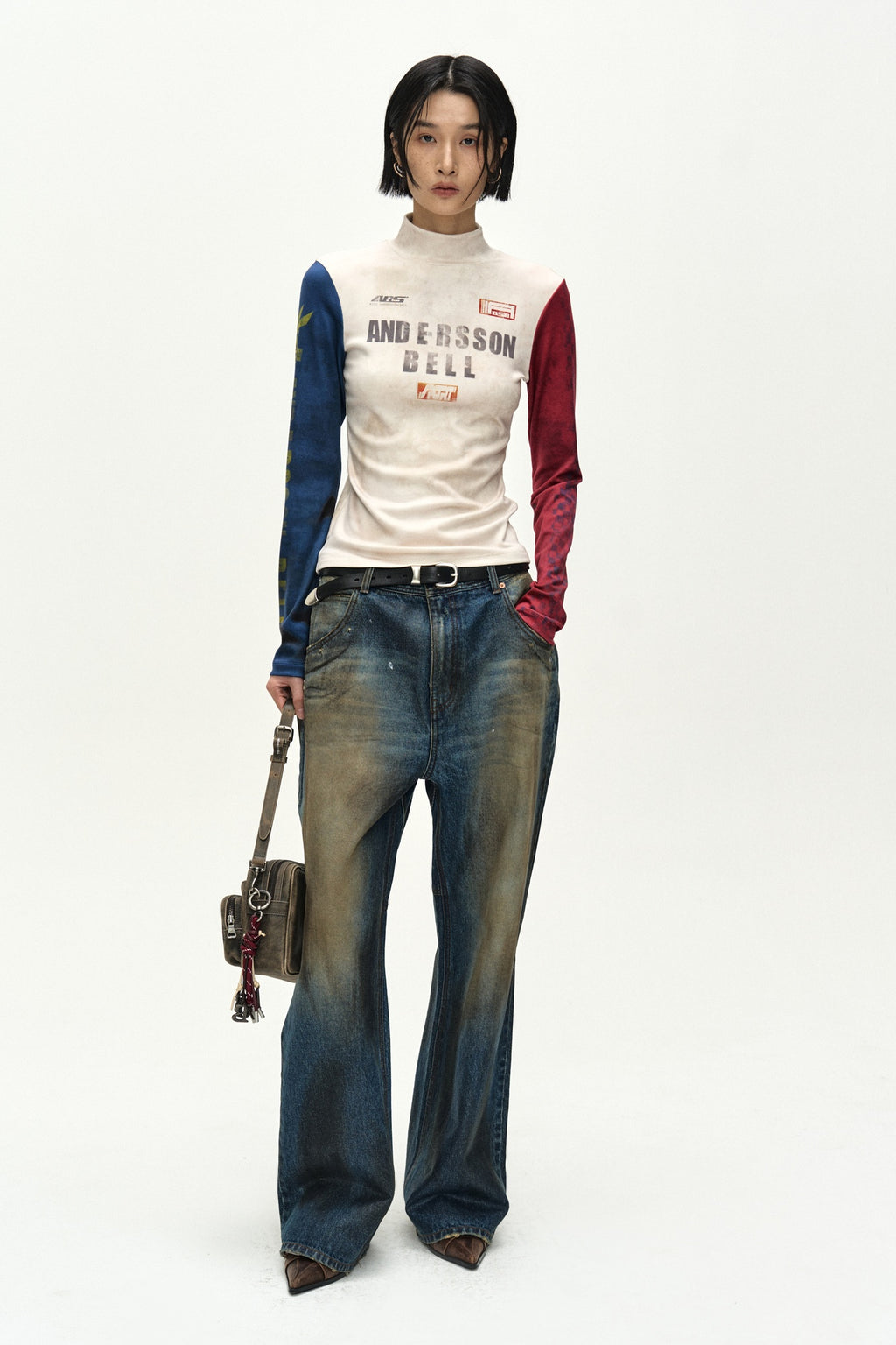 Andersson Bell - Racing Graphic Color-Block High-Neck Top (navy/red) (Navy/Red) product image 2 | TRAB K-Fashion Australia