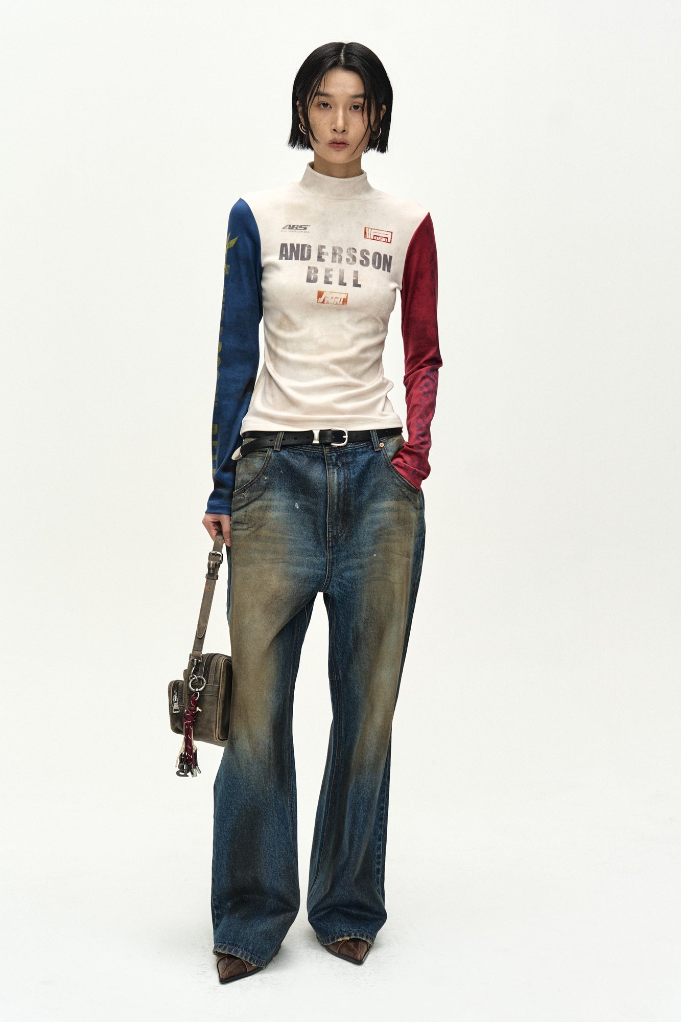 Andersson Bell - Racing Graphic Color-Block High-Neck Top (navy/red) (Navy/Red) product image 2 | TRAB K-Fashion Australia