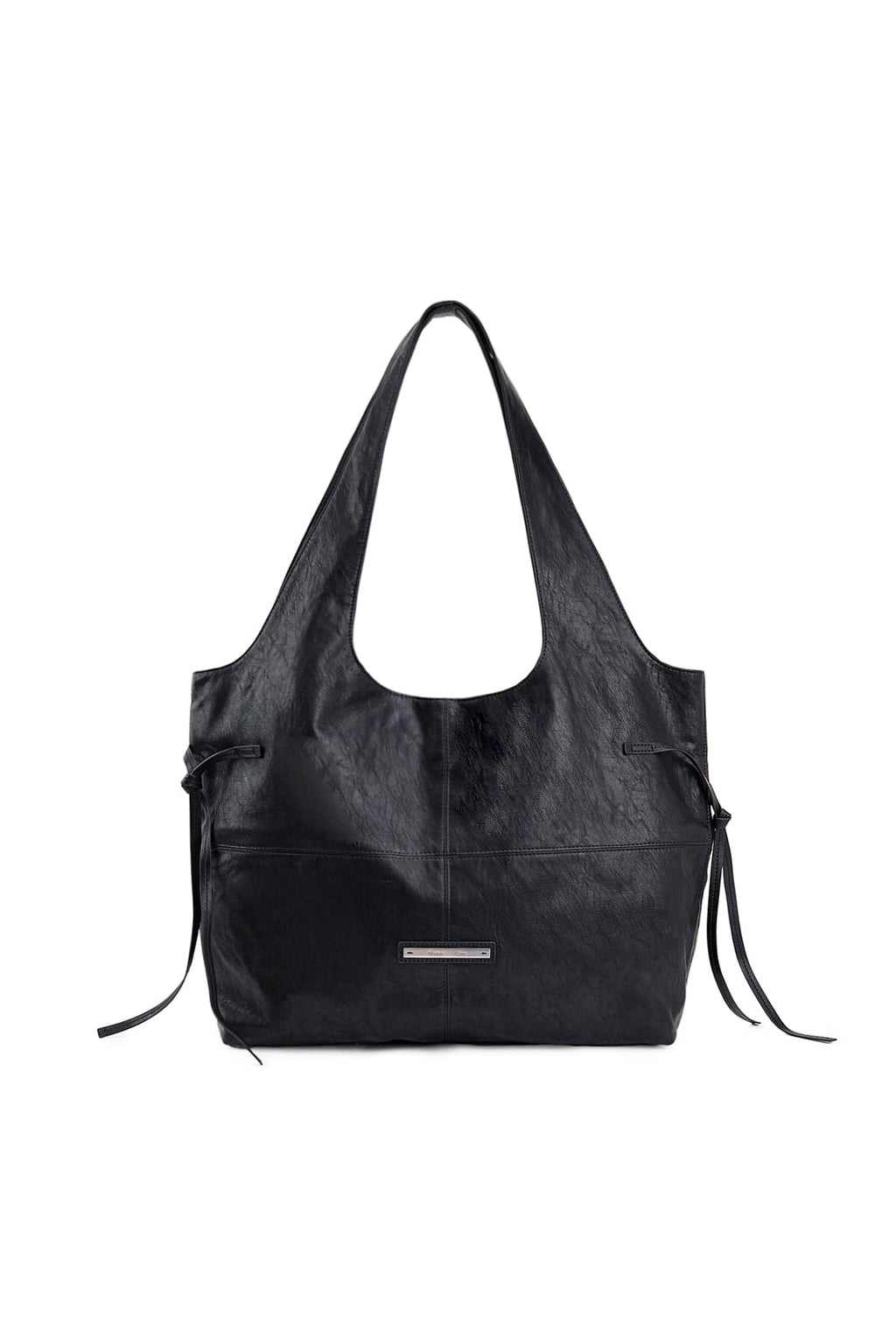 Matin Kim - Side String Leather Big Shoulder Bag (Black) product image 1 | TRAB K-Fashion Australia