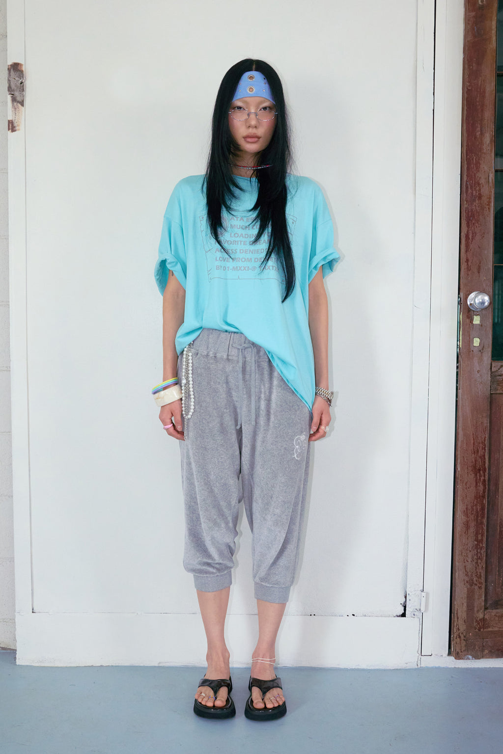 Deinet - D Lettering Graphic Oversized T-Shirt (Mint) product image 1 | TRAB K-Fashion Australia