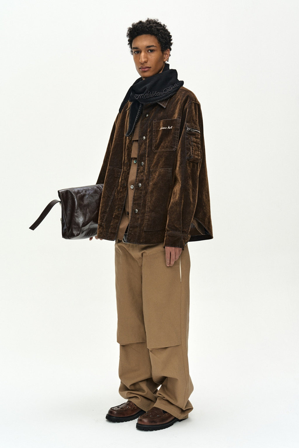 Andersson Bell - Flock Velvet Padded Shirt (Brown) product image 1 | TRAB K-Fashion Australia
