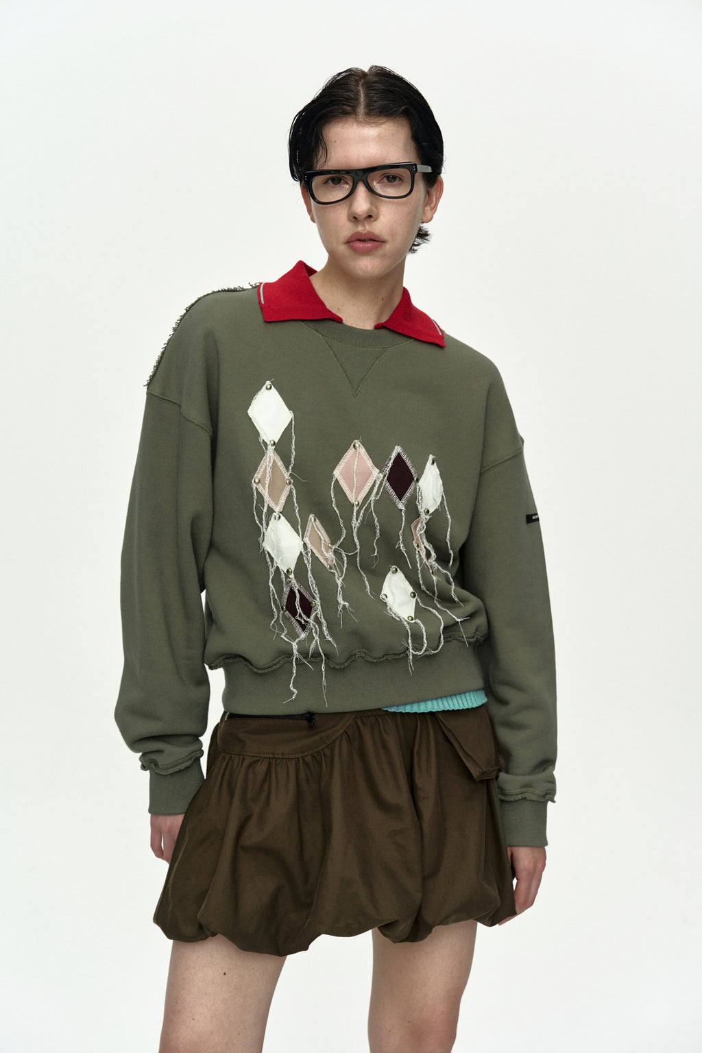 Andersson Bell - (essential) Studded Argyle Patchwork Sweatshirt (Essential) product image 4 | TRAB K-Fashion Australia