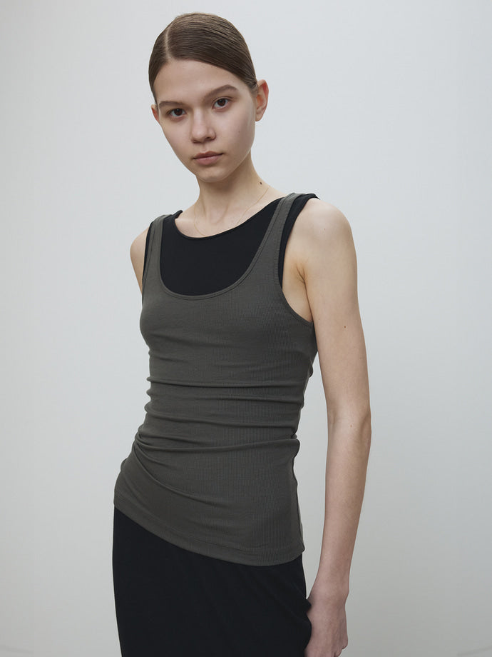 Tonywack - Tencel U-Neck Sleeveless (Olive Charcoal) product image 5 | TRAB K-Fashion Australia