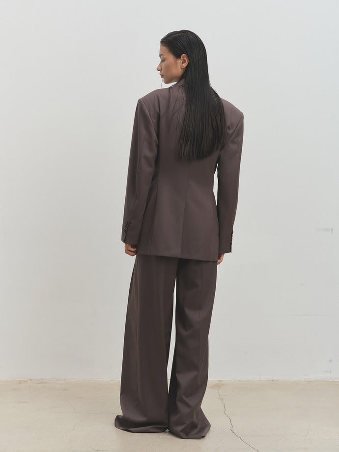 Tonywack - Wool Wide-Leg Pleated Trousers (Khaki Dark Brown) product image 4 | TRAB K-Fashion Australia