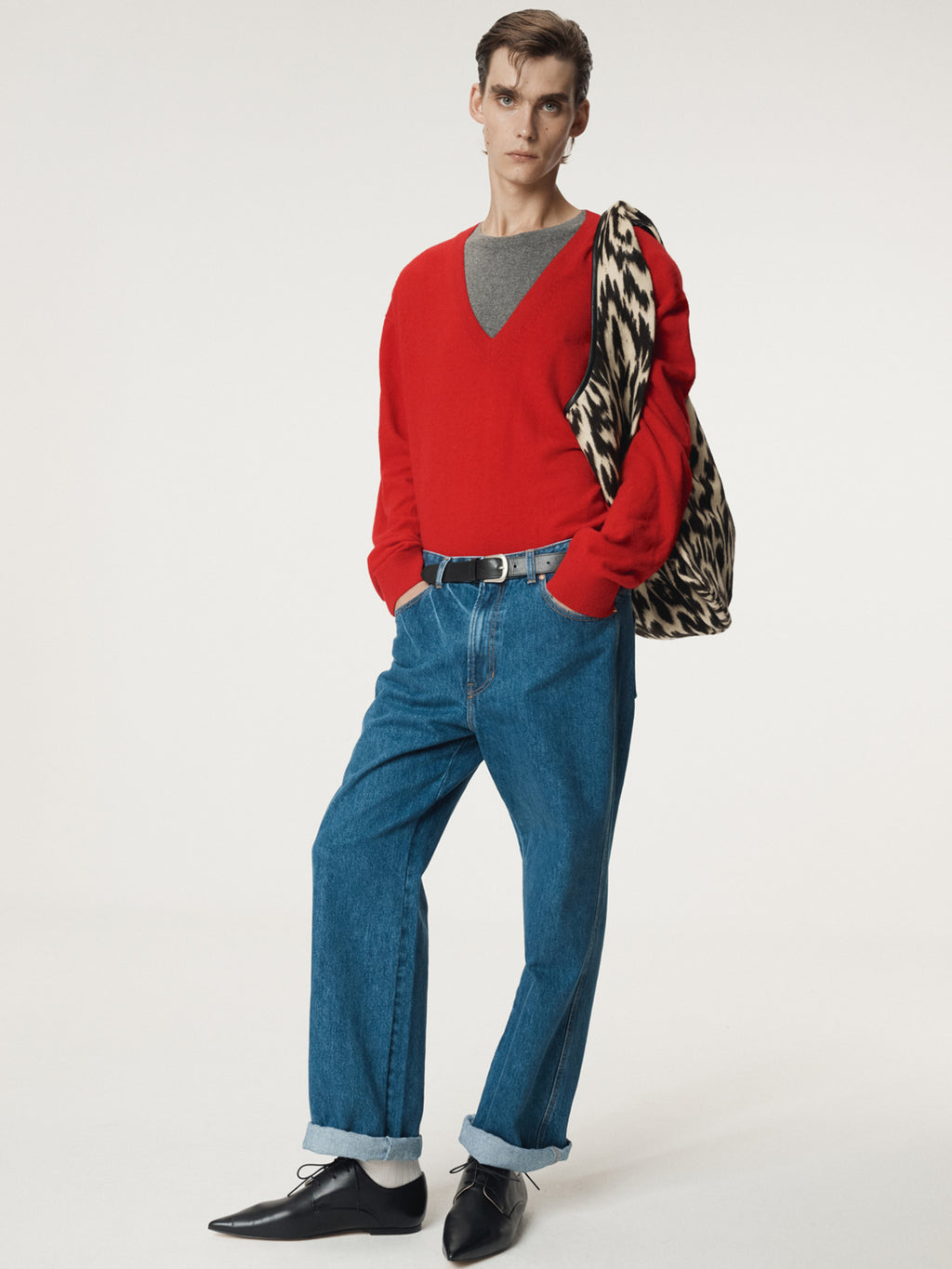 Recto - Contrast Layered V-Neck Knit Top (Red) product image 5 | TRAB K-Fashion Australia