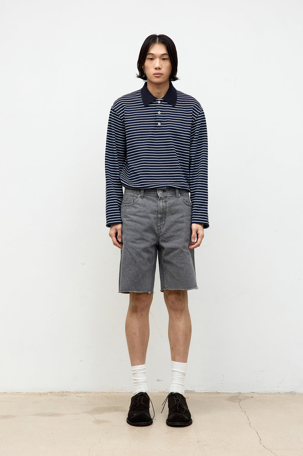 Coor - Multi-Stripe Pique Polo Shirt (Navy) product image 2 | TRAB K-Fashion Australia