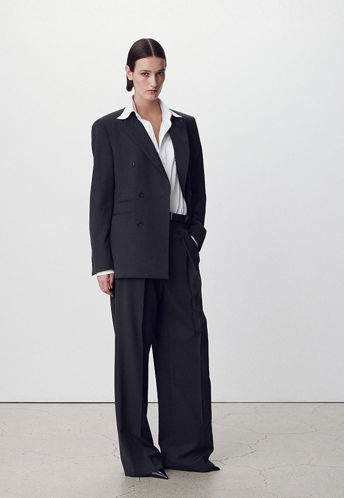 Tonywack - Wool Twill Pleated Wide Trousers (Carbon Grey) product image 3 | TRAB K-Fashion Australia