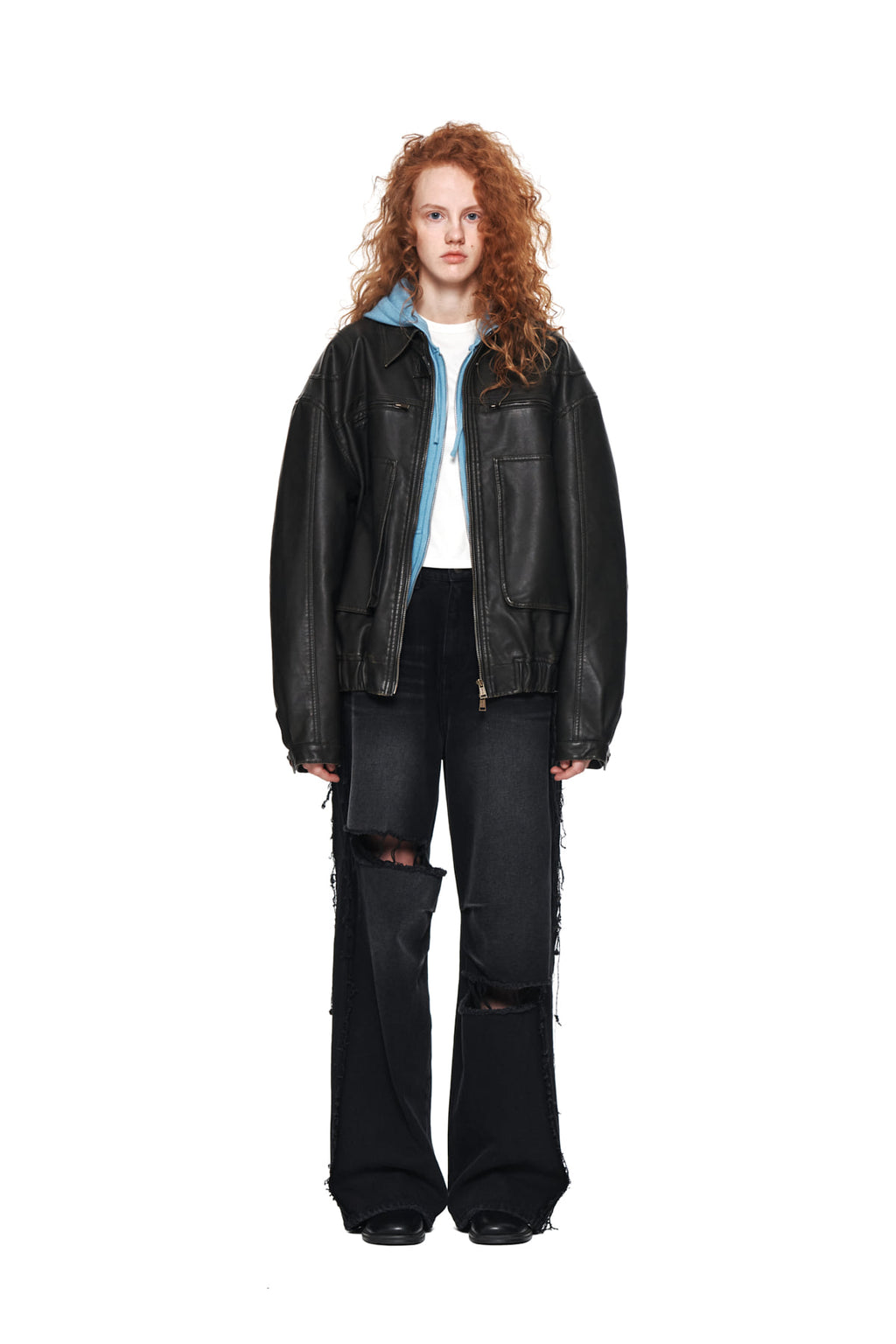 Matin Kim - Big Damage Brush Denim Pants (Black) product image 5 | TRAB K-Fashion Australia