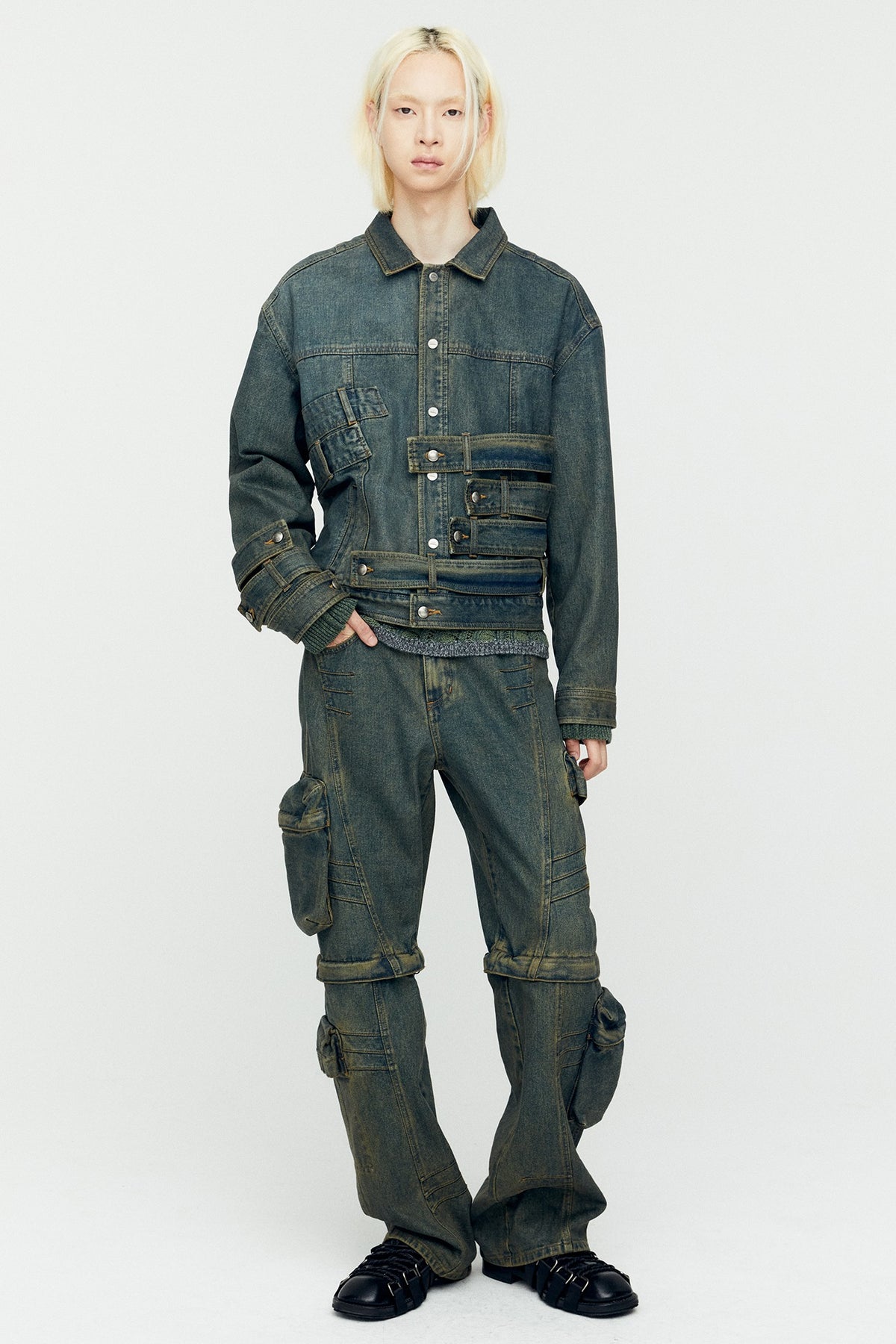 Andersson Bell - Waistbands Denim Jacket (Army Green) product image 1 | TRAB K-Fashion Australia