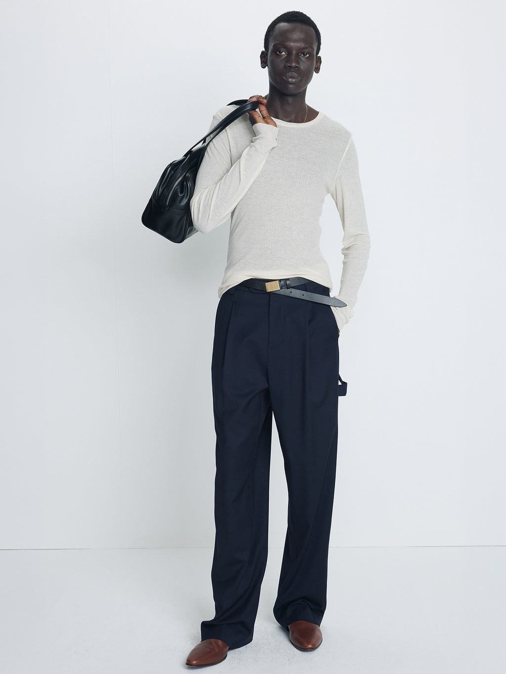 Tonywack - Sheer Wool Ribbed Knit Top (Ivory) product image 3 | TRAB K-Fashion Australia
