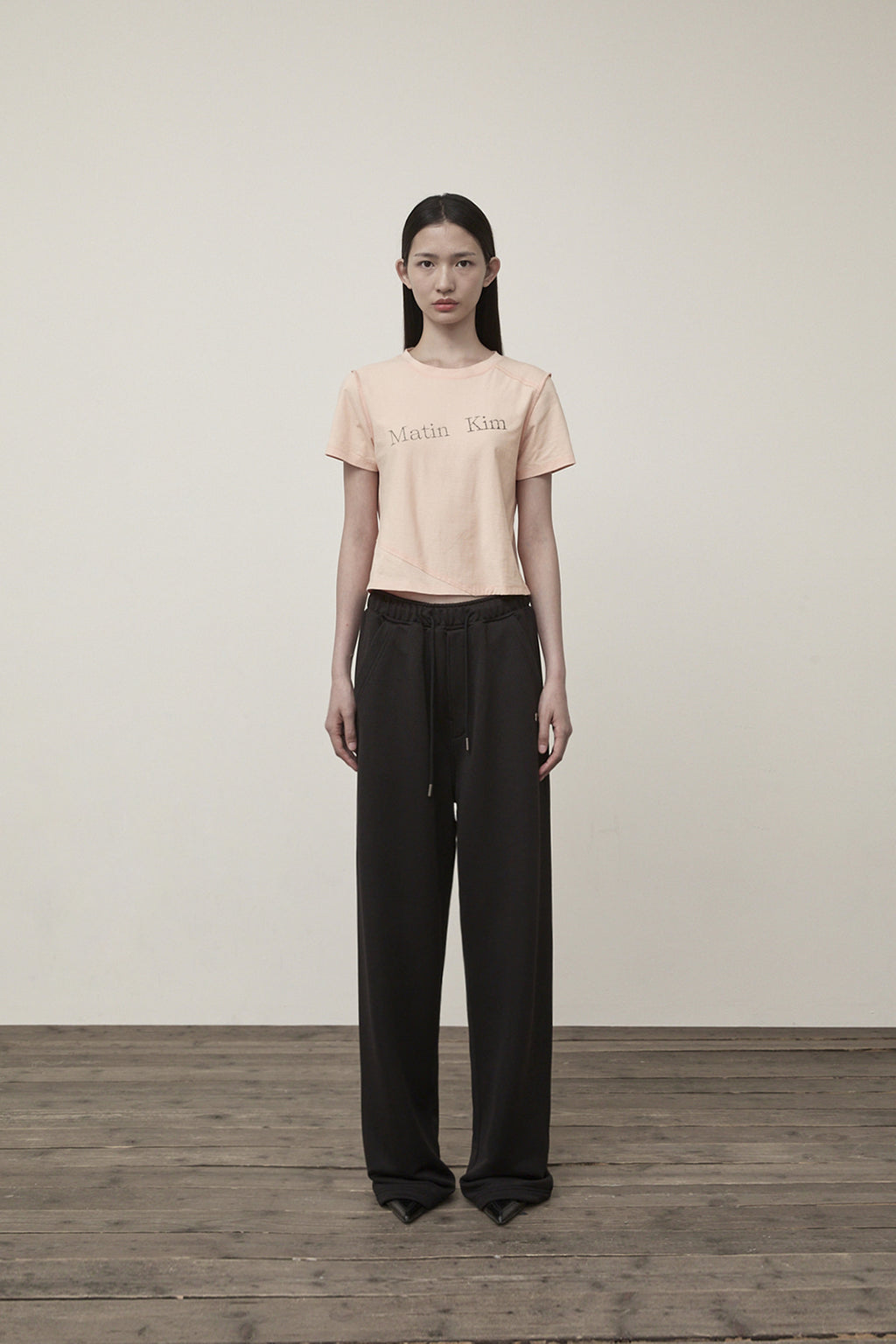 Matin Kim - Diagonal Logo Reversible Crop Top (Light Orange) product image 12 | TRAB K-Fashion Australia