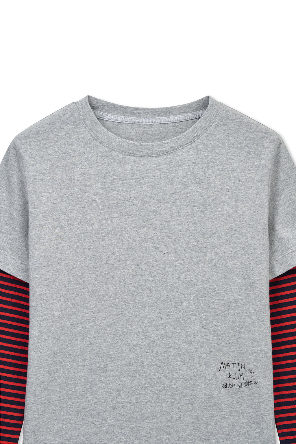 Matin Kim - Graffiti Logo Stripe Layered Top (Grey) product image 4 | TRAB K-Fashion Australia