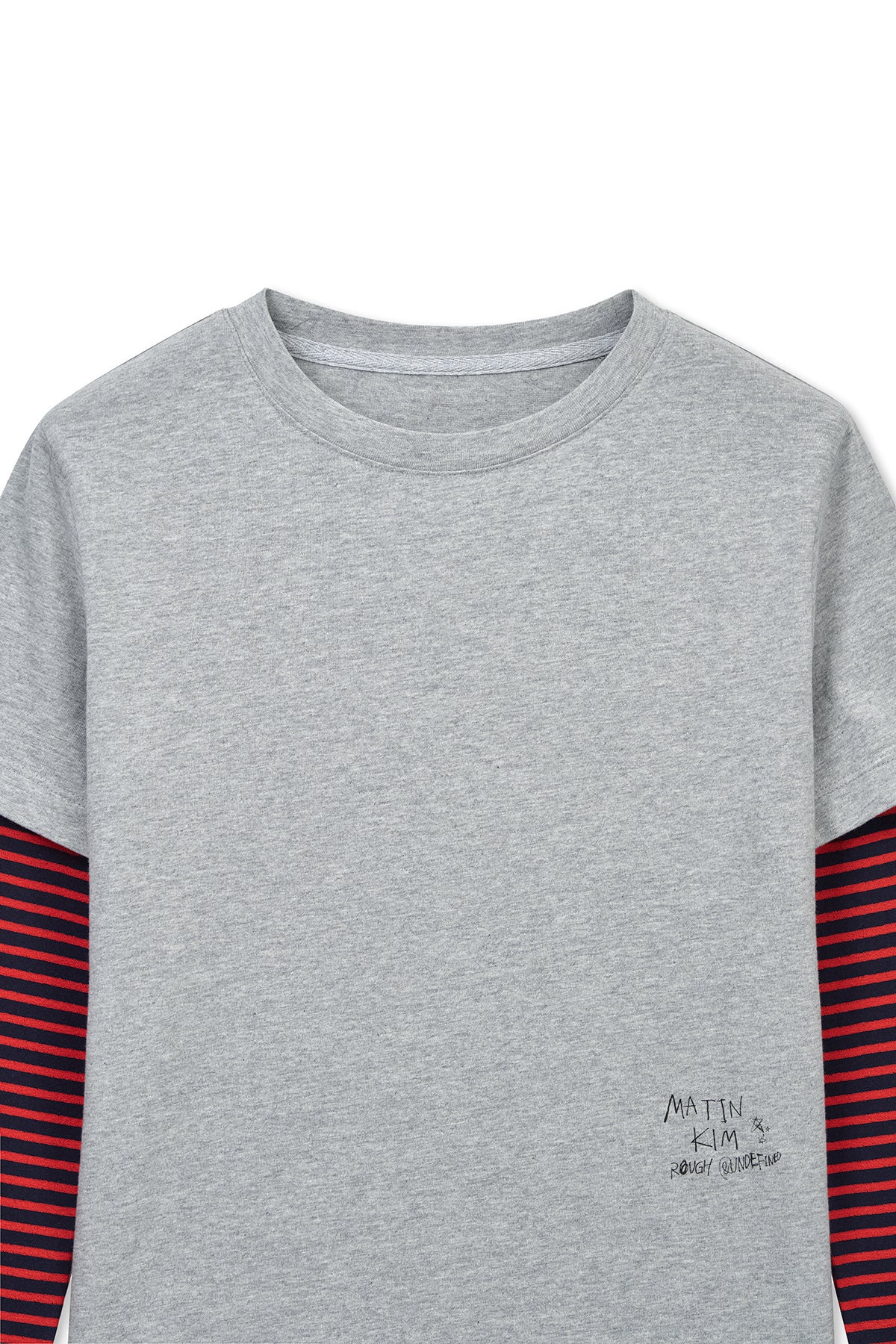 Matin Kim - Graffiti Logo Stripe Layered Top (Grey) product image 4 | TRAB K-Fashion Australia