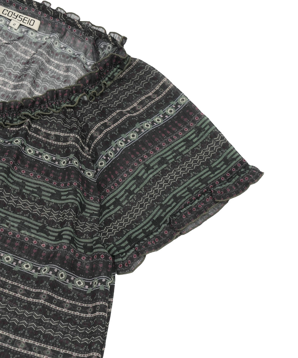 Coyseio - Chiffon Shirring One Piece (Dark Green) product image 15 | TRAB K-Fashion Australia