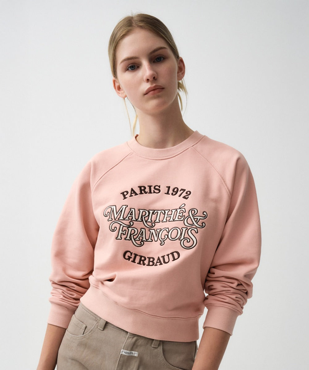 Marithe & Francois Girbaud - Mellow Logo Raglan Crop Sweatshirt (Light Pink) product image 1 | TRAB K-Fashion Australia