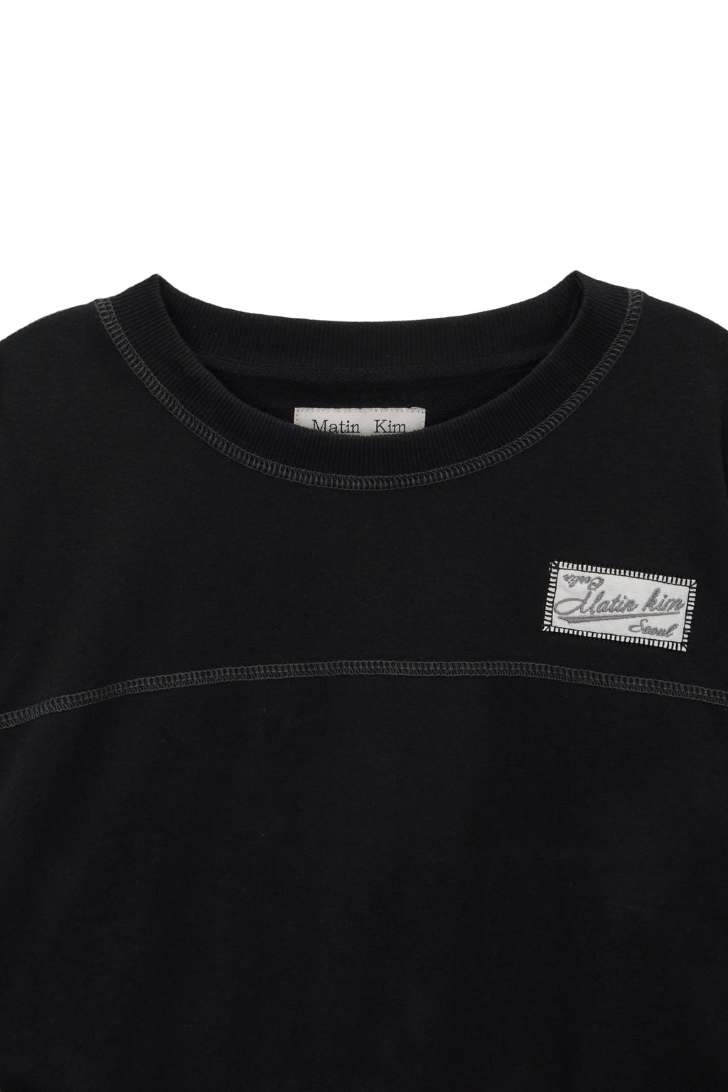 Matin Kim - Stitch Label Crop Sweatshirt (Black) product image 3 | TRAB K-Fashion Australia