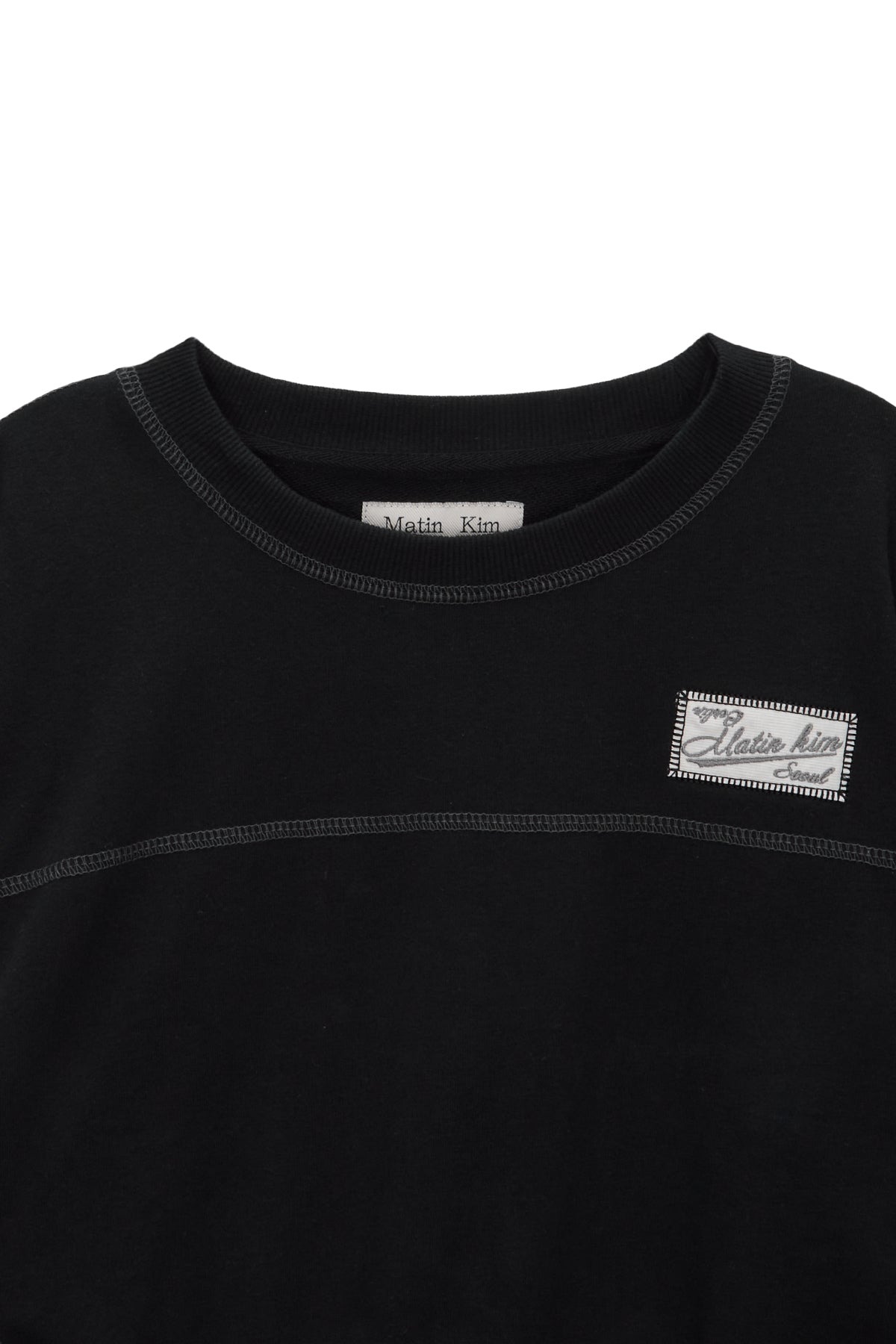 Matin Kim - Stitch Label Crop Sweatshirt (Black) product image 3 | TRAB K-Fashion Australia