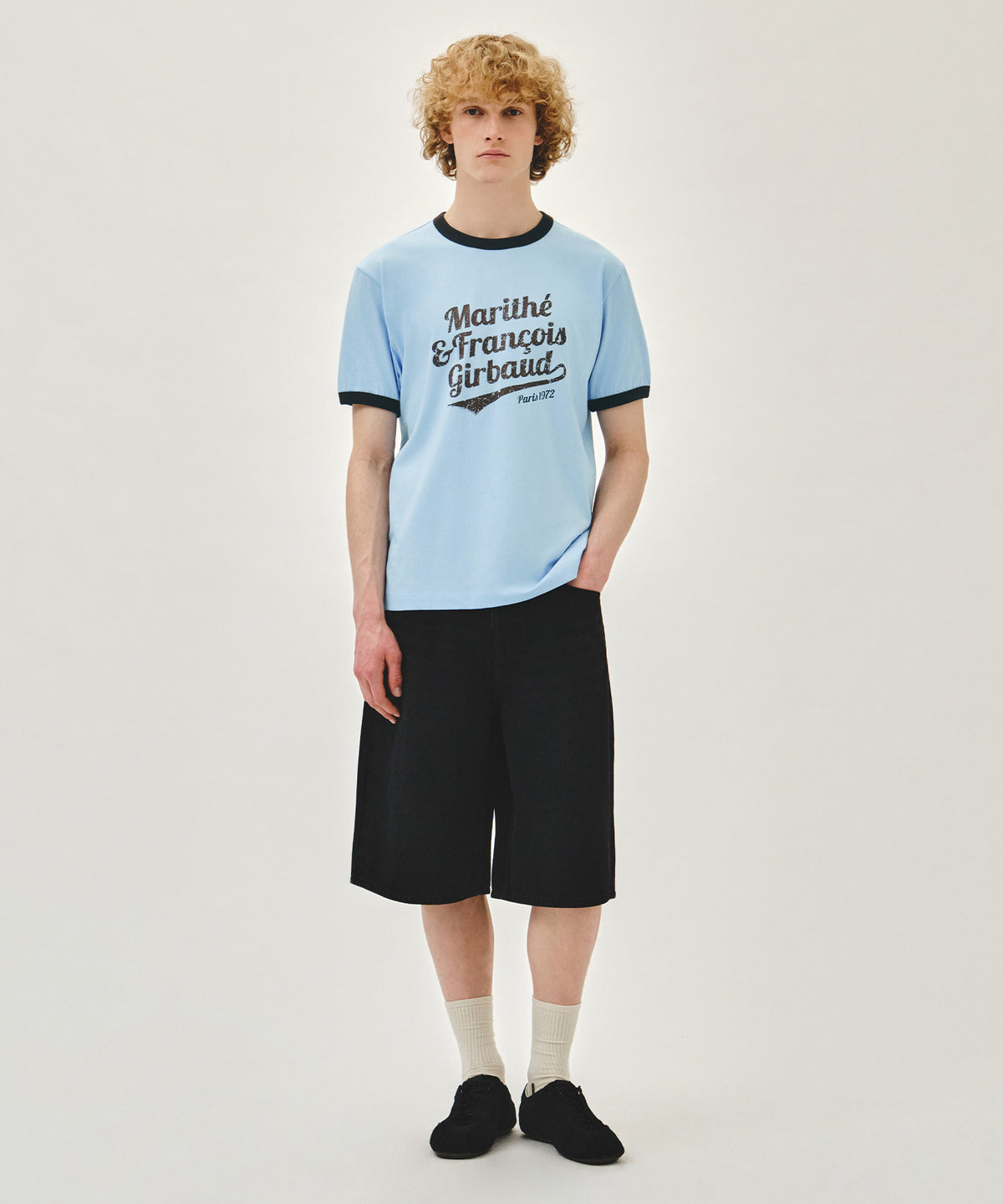 Marithe & Francois Girbaud - Vintage Logo Ringer Tee (Sky Blue) product image 5 | TRAB K-Fashion Australia