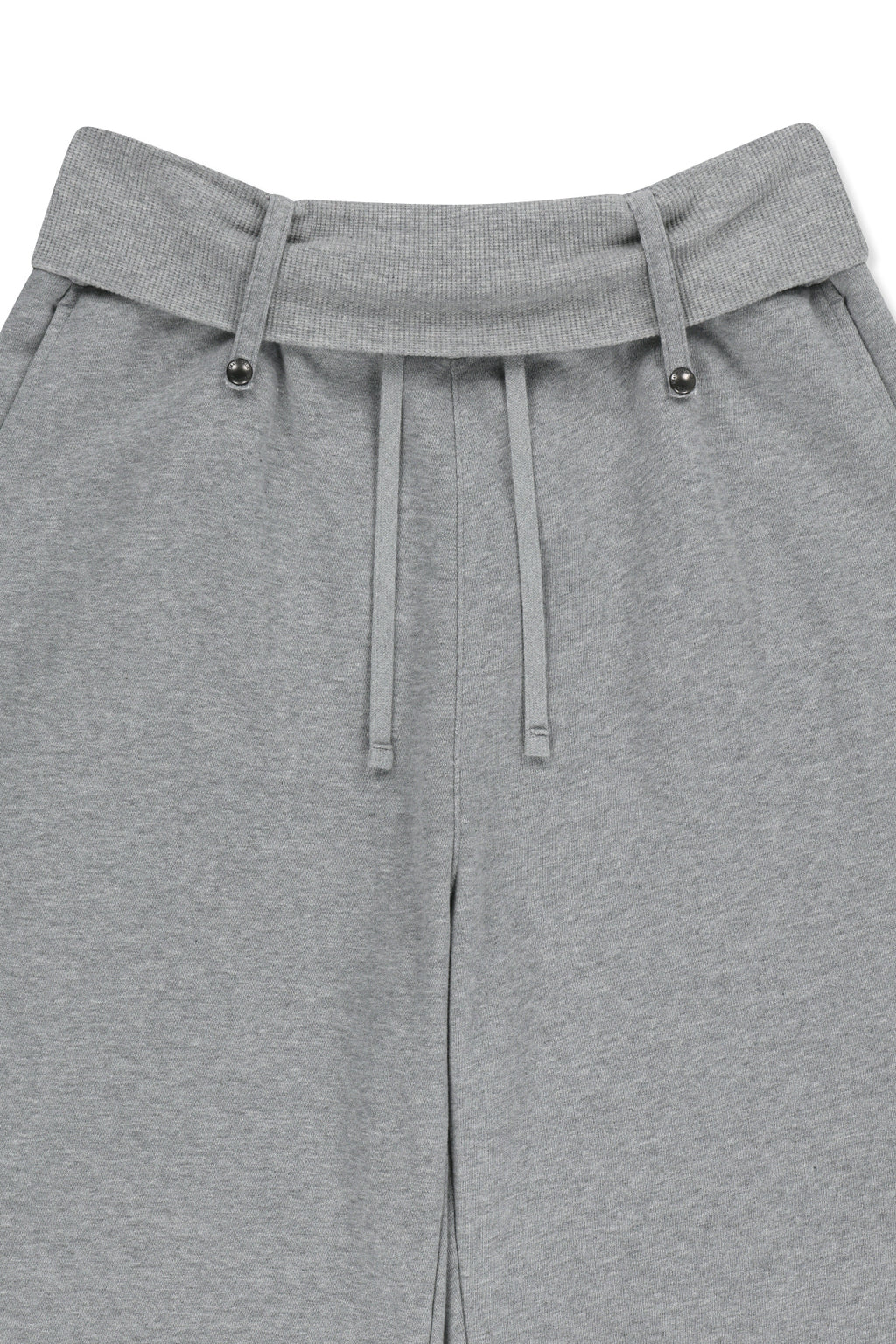 Matin Kim - [Pre-Order – Ships August 24] Mixed Waffle Foldover Waist Jersey Pants (Grey) product image 4 | TRAB K-Fashion Australia
