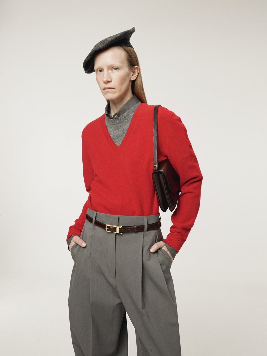 Recto - Contrast Layered V-Neck Knit Top (Red) product image 6 | TRAB K-Fashion Australia