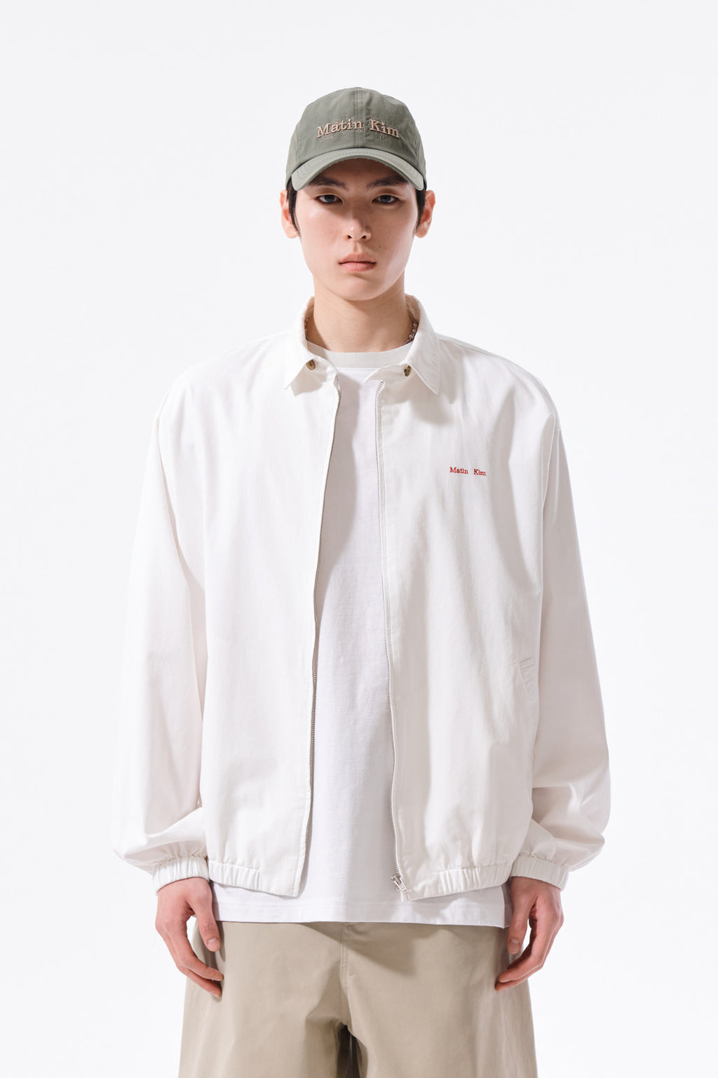 Matin Kim - Small Logo Cotton Zip Up Jumper (White) product image 12 | TRAB K-Fashion Australia