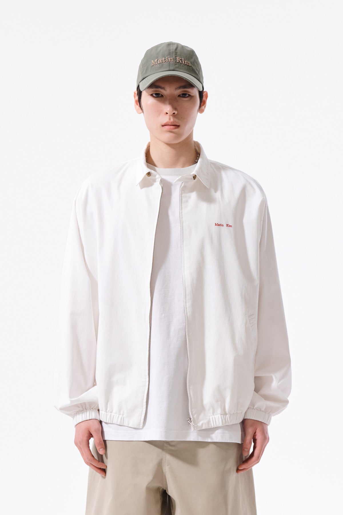Matin Kim - Small Logo Cotton Zip Up Jumper (White) product image 12 | TRAB K-Fashion Australia