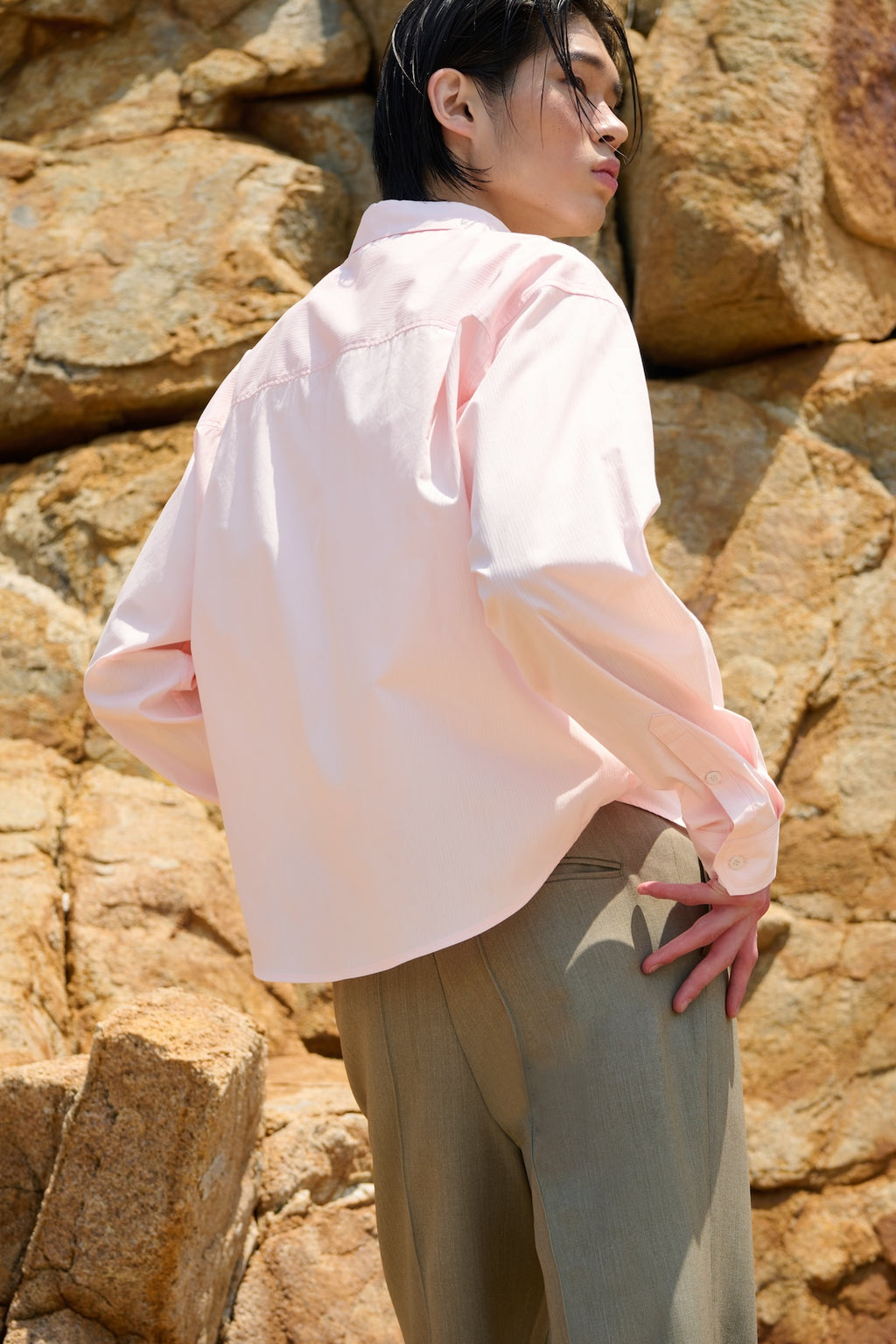 STU - Stripe Crop Shirt (Pink) product image 3 | TRAB K-Fashion Australia