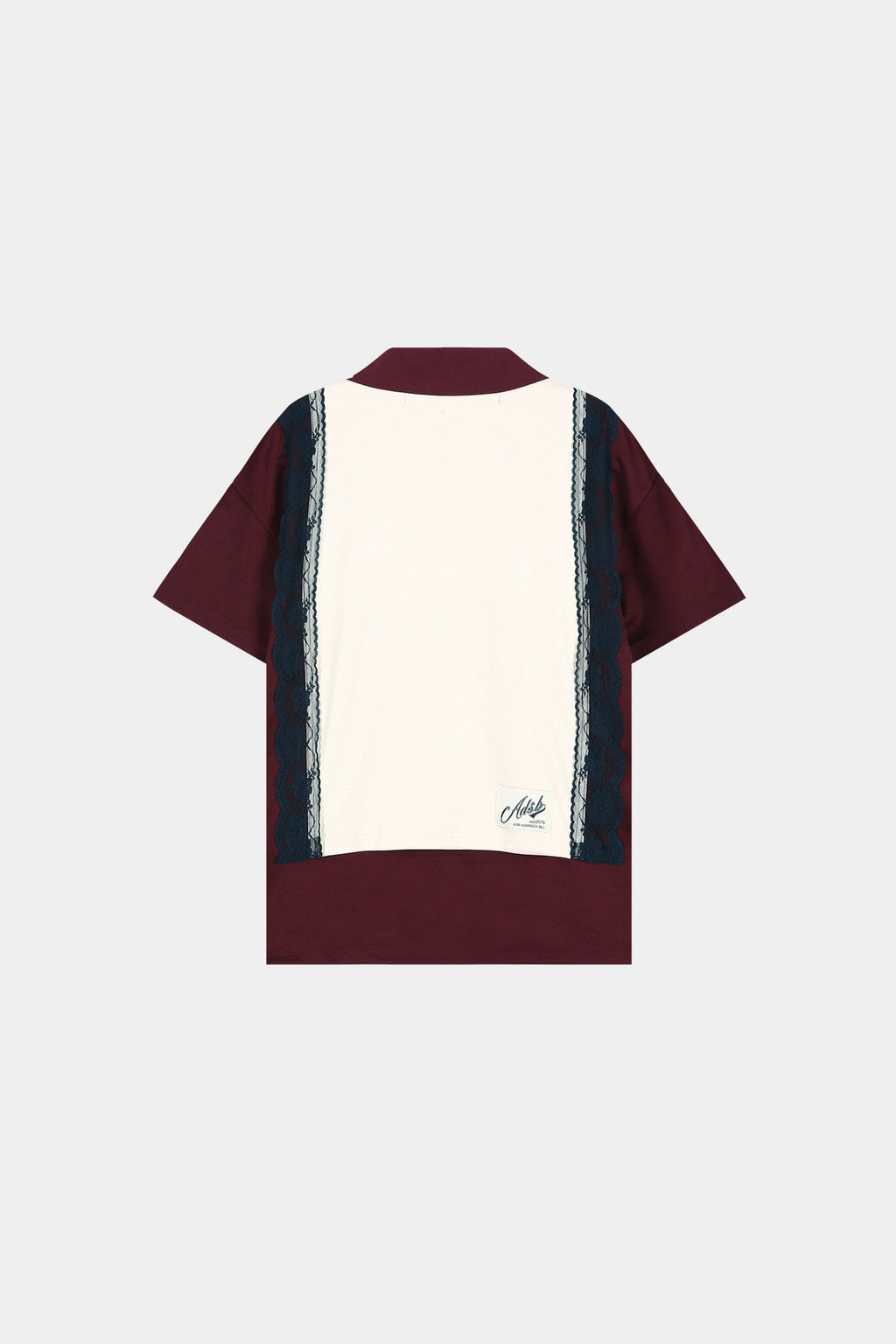 Andersson Bell - Lace Trimmed Polo Jersey Top (Wine/Light Yellow) product image 11 | TRAB K-Fashion Australia