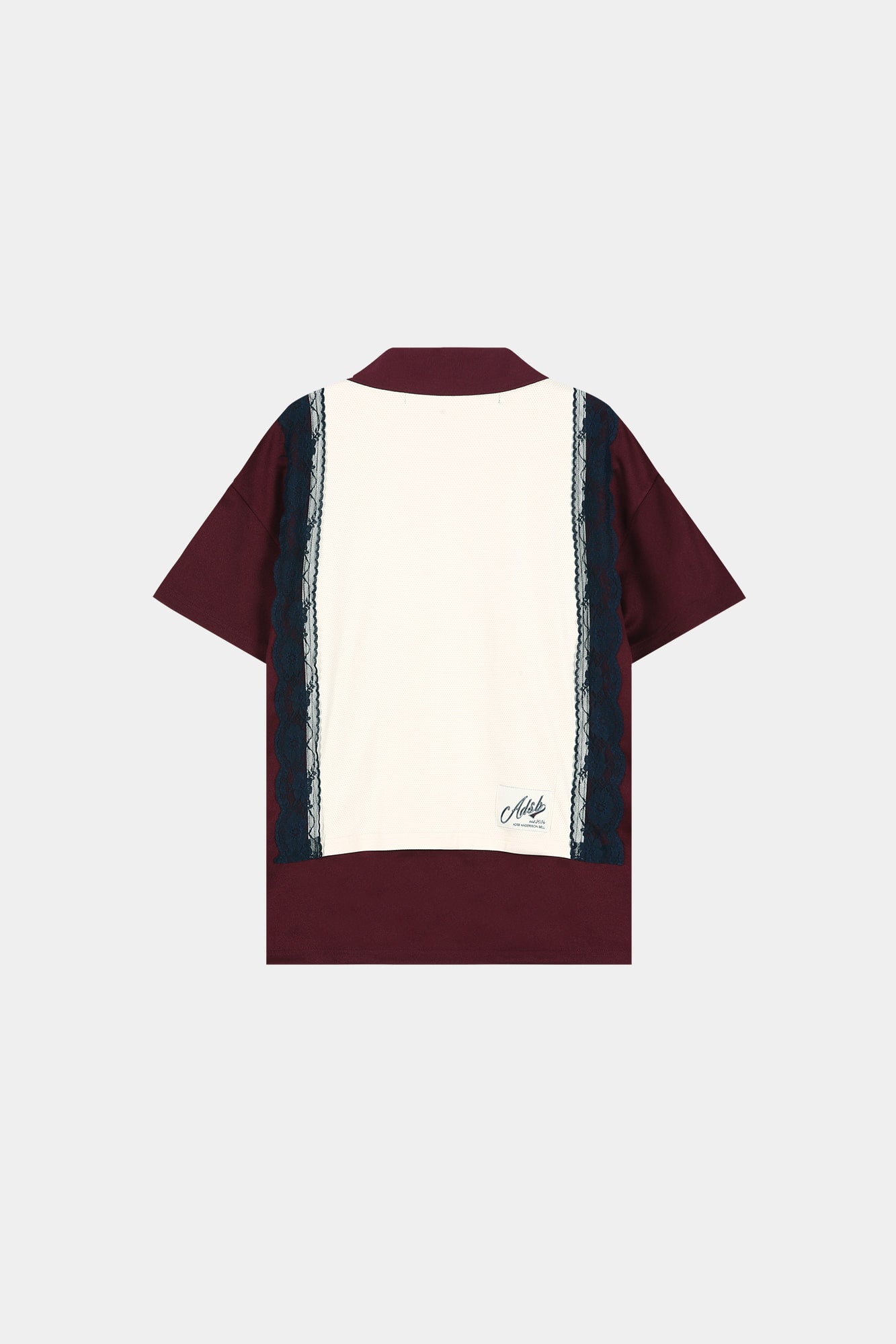 Andersson Bell - Lace Trimmed Polo Jersey Top (Wine/Light Yellow) product image 11 | TRAB K-Fashion Australia