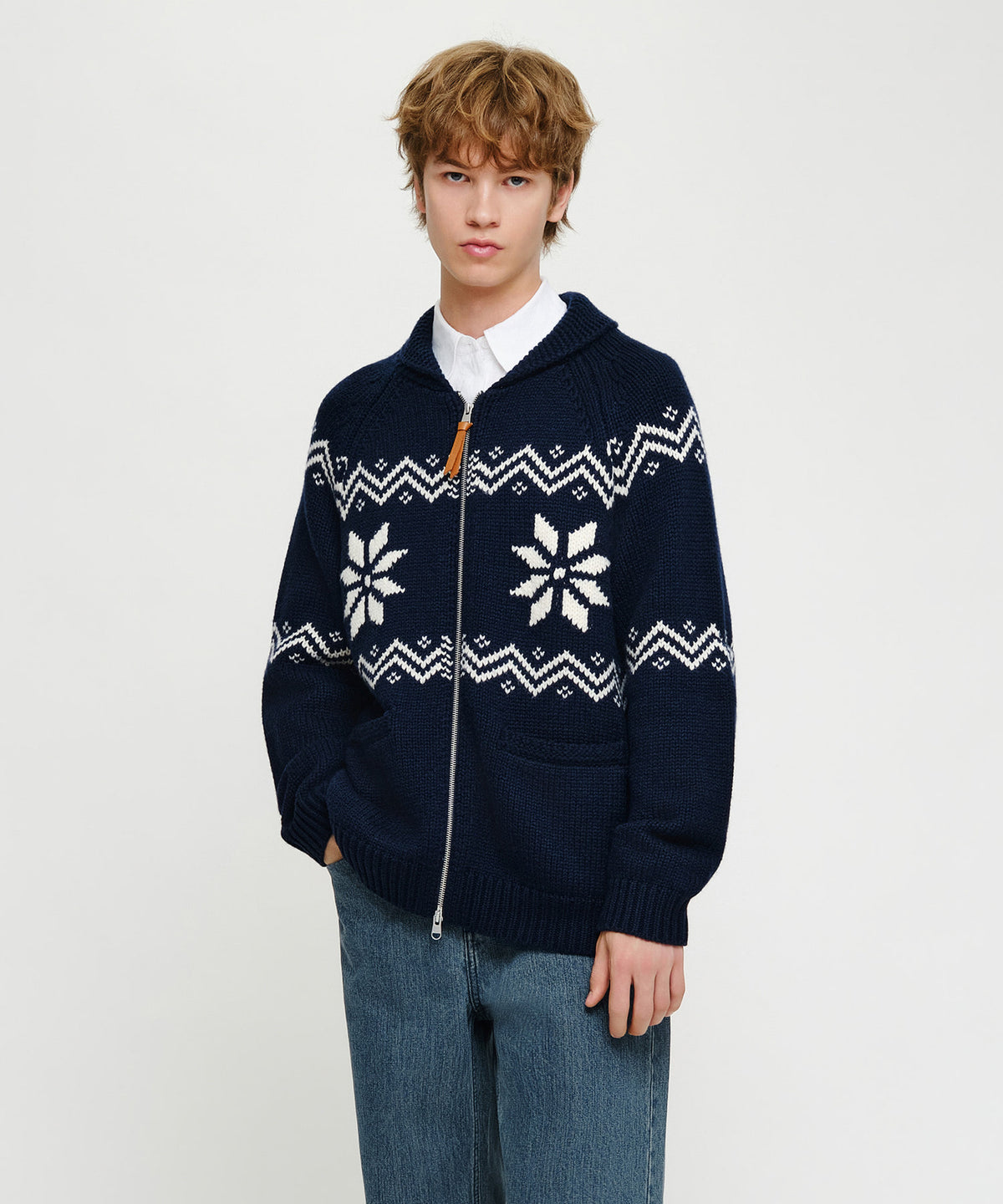 Marithe & Francois Girbaud - Nordic Cowichan Cardigan (Navy) product image 1 | TRAB K-Fashion Australia