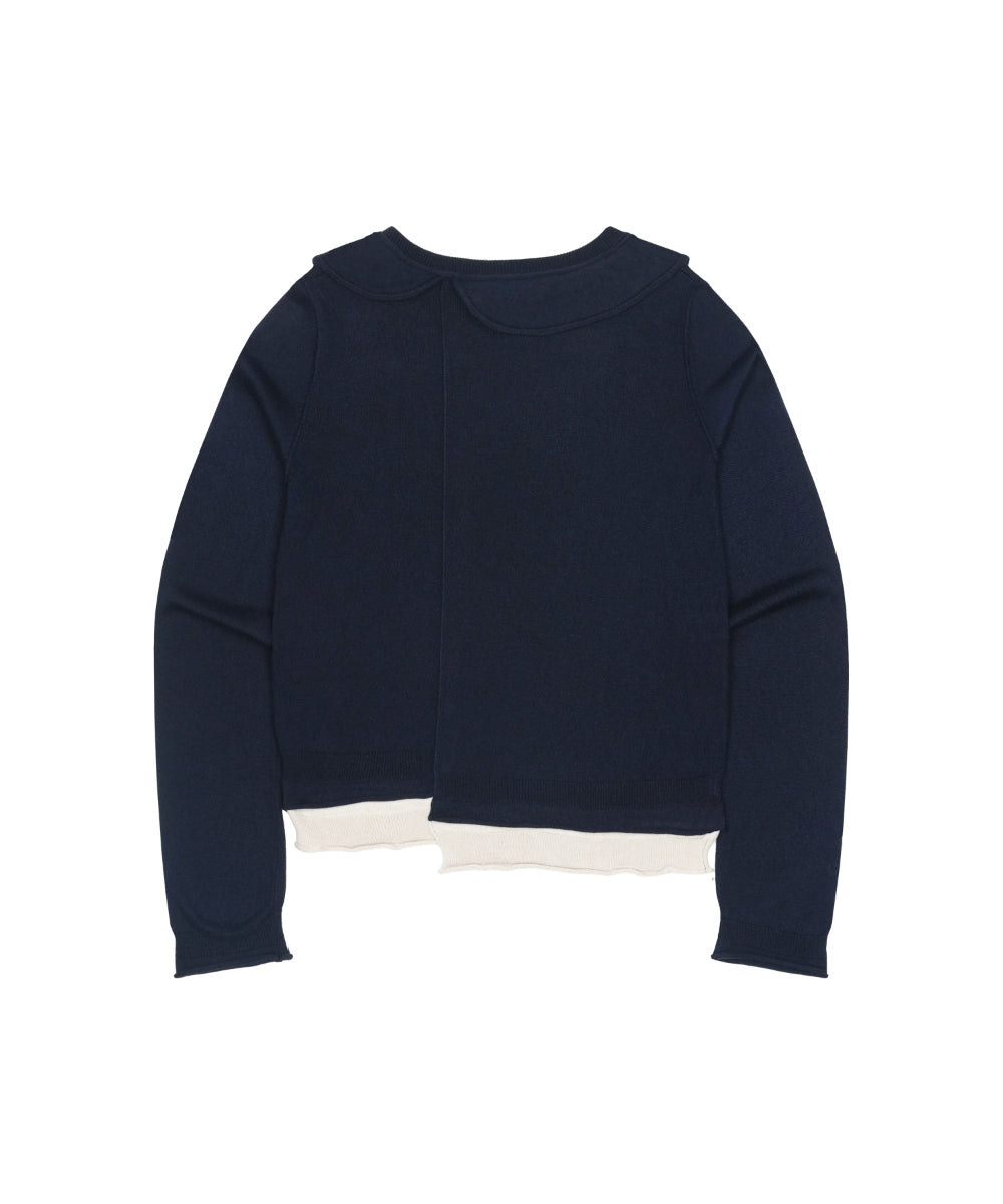 Coyseio - Round Collar Knit Cardigan (Navy) product image 11 | TRAB K-Fashion Australia