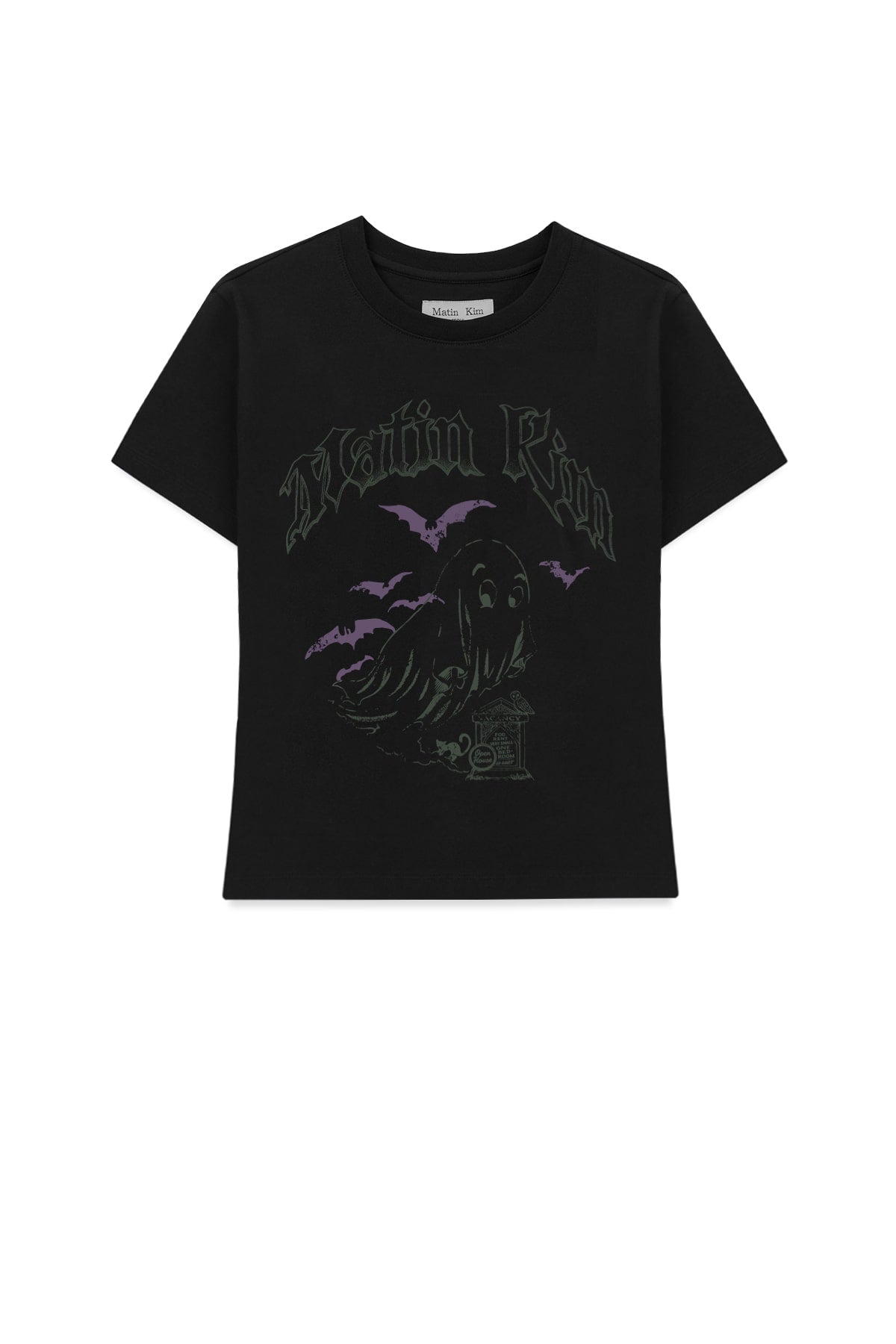Matin Kim - Ghost Artwork Crop Top (Black) product image 1 | TRAB K-Fashion Australia