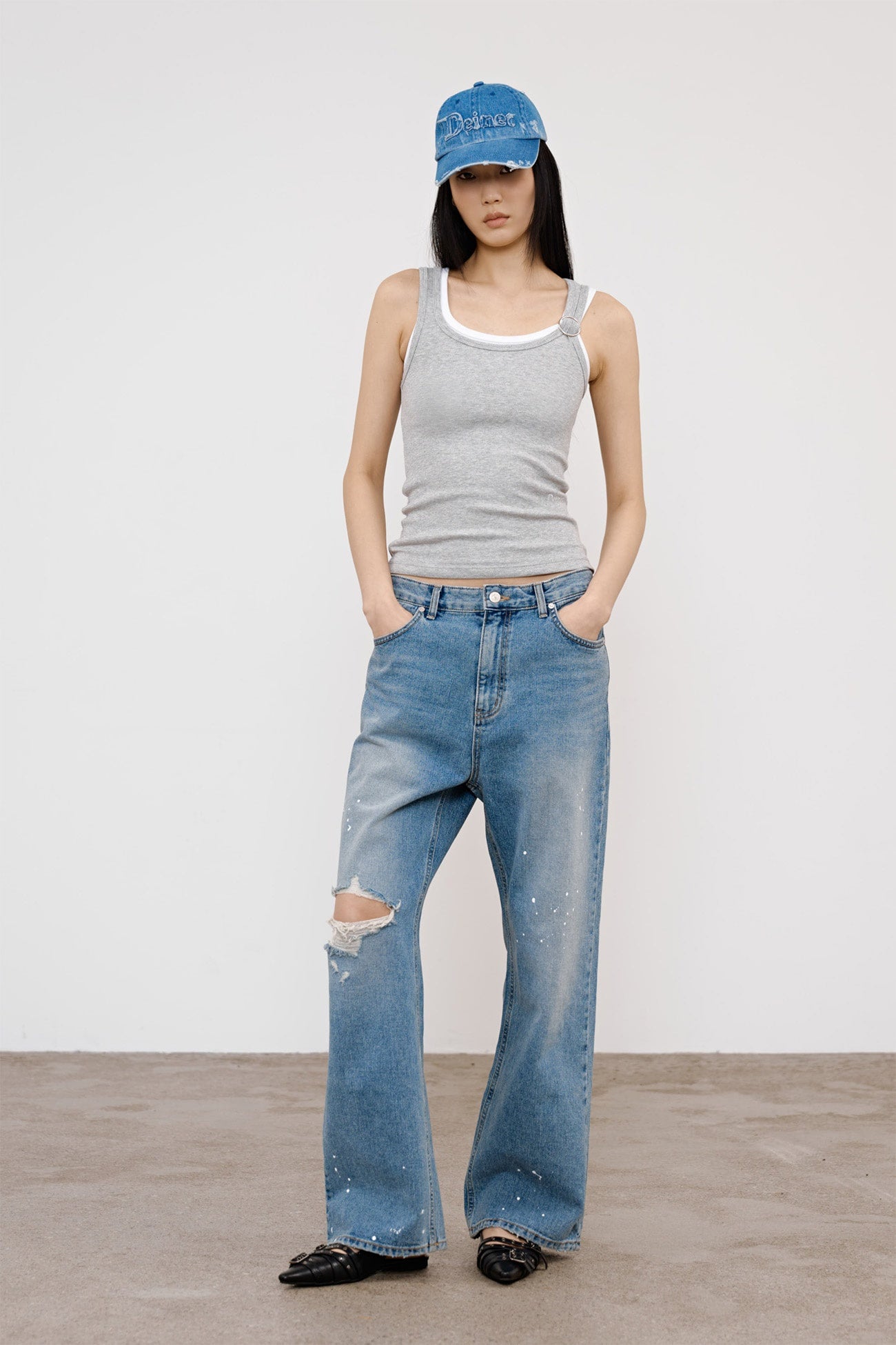 Deinet - Painted Logo Point Jeans (Blue) product image 4 | TRAB K-Fashion Australia