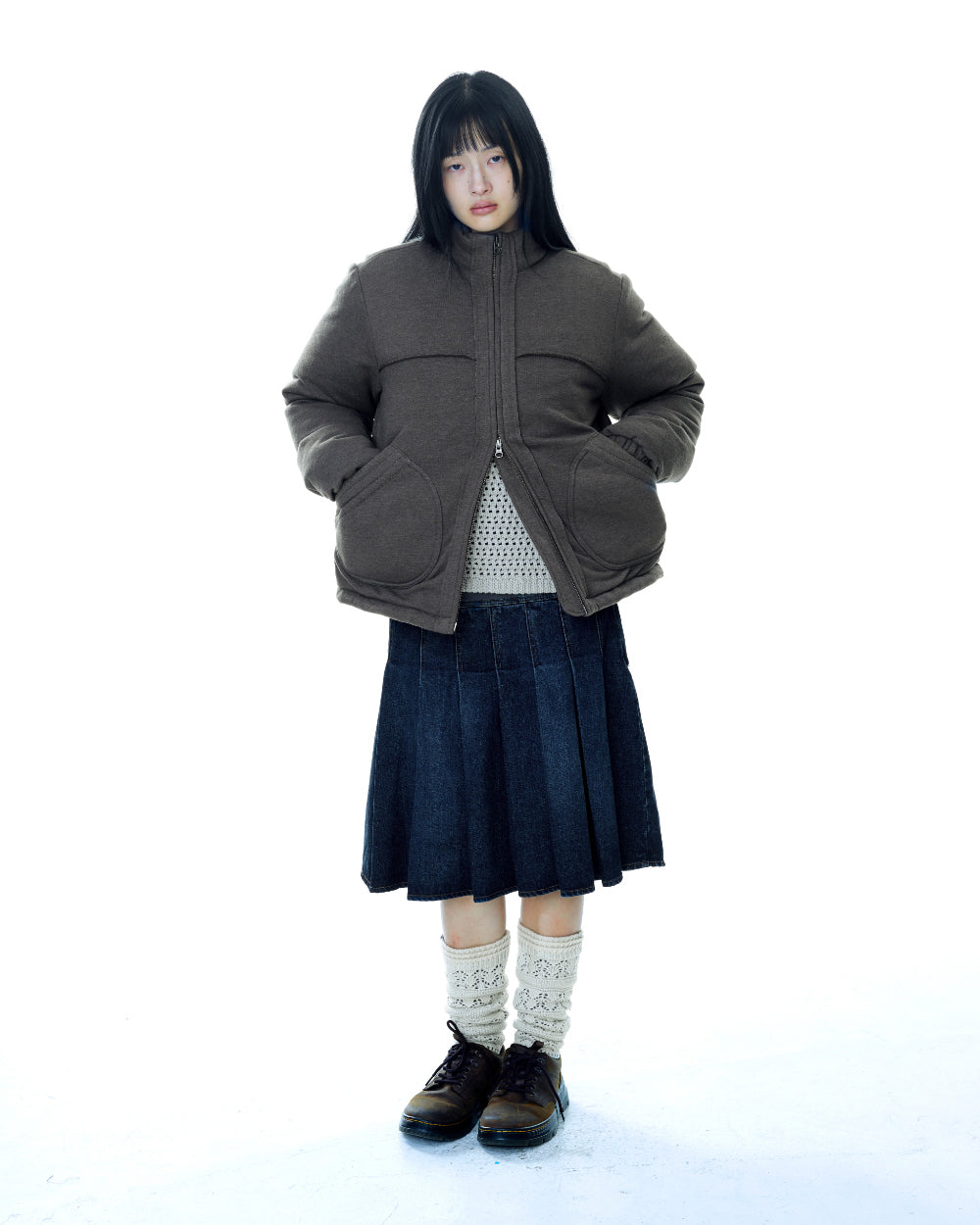 Coyseio - Cozy Sweat Down Jacket (Melange Brown) product image 9 | TRAB K-Fashion Australia