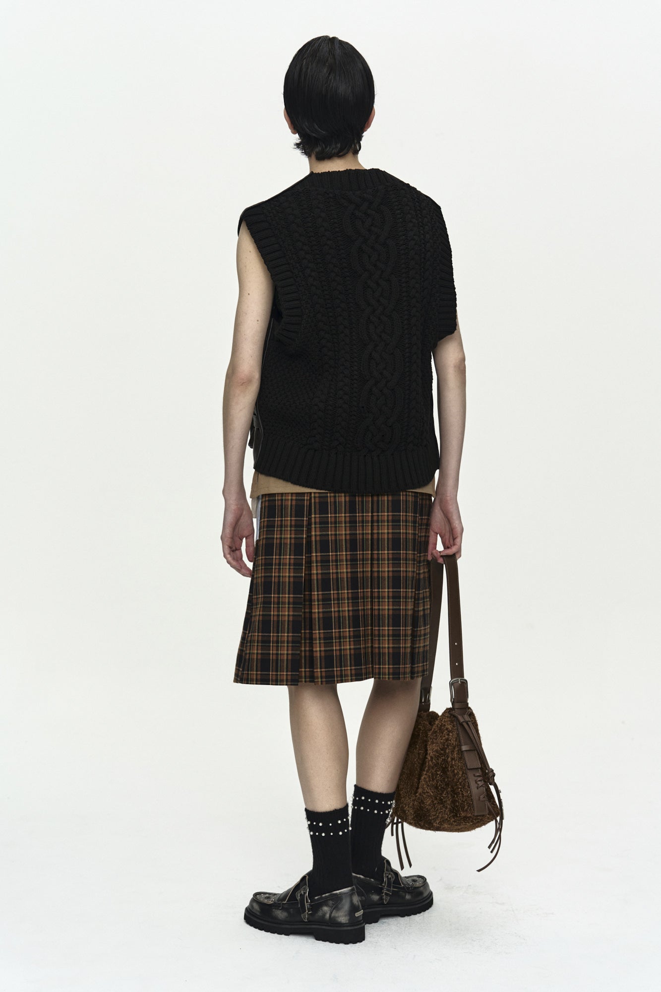 Andersson Bell - Back Knit Patchwork Leather Vest (Brown) product image 9 | TRAB K-Fashion Australia