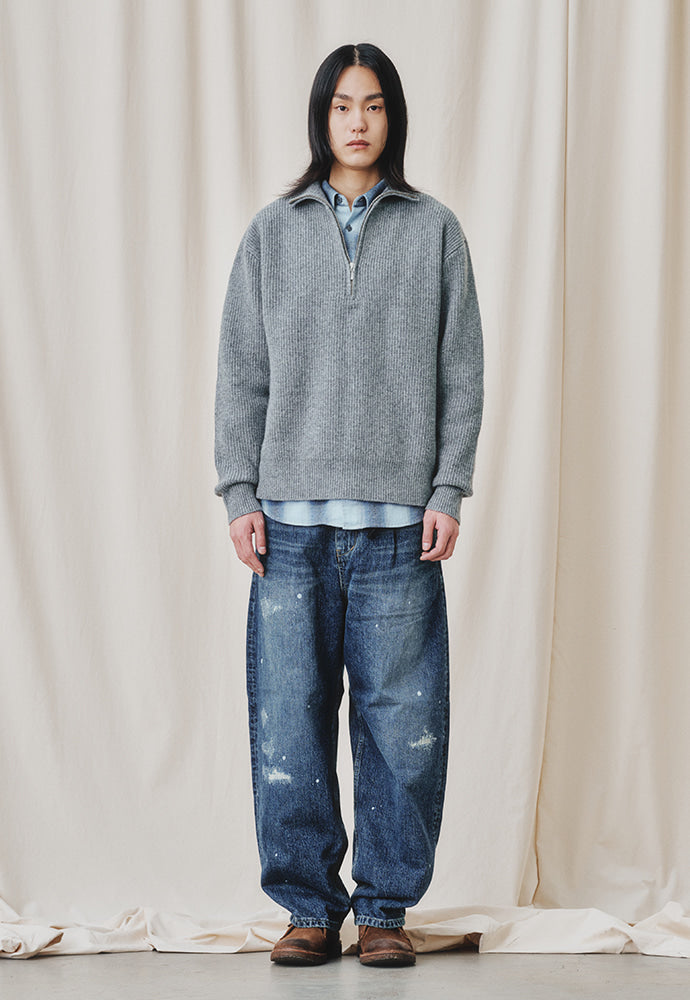 Art if acts - Half Zipup Turtle Neck Knit (Light Grey) product image 3 | TRAB K-Fashion Australia