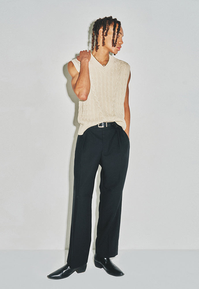 Tonywack - Cotton Twist V-Cable Knit Vest (Natural) product image 11 | TRAB K-Fashion Australia