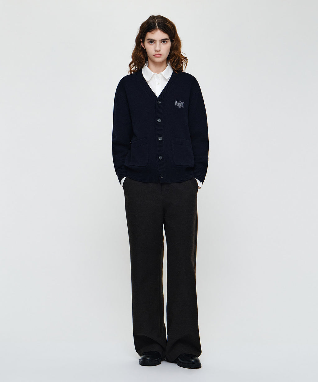 Marithe & Francois Girbaud - Premium Small Classic Logo Cashmere V-neck Cardigan (Navy) product image 5 | TRAB K-Fashion Australia
