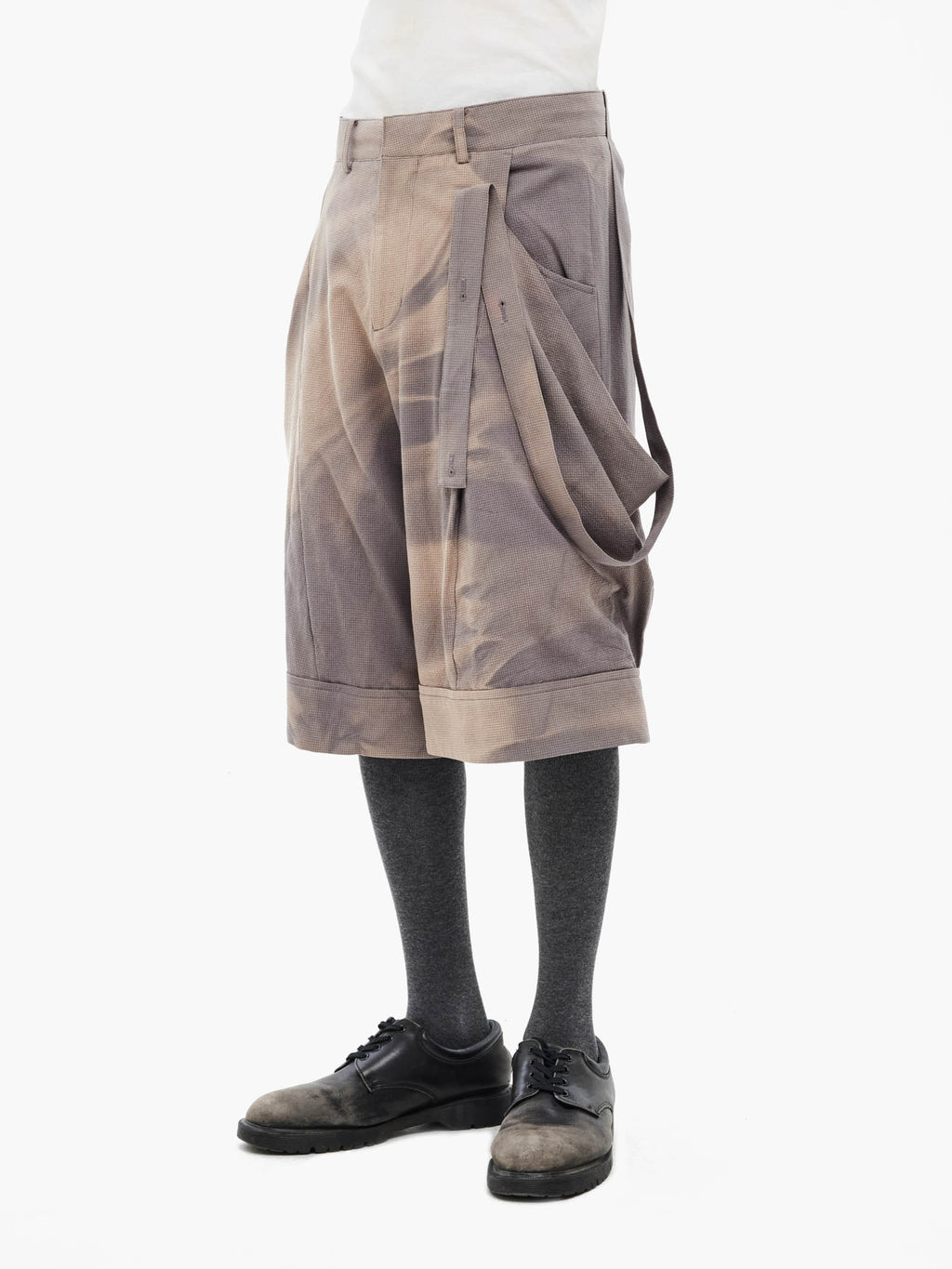 Jiyong Kim - Sun-Bleached Layered Strap Half Trousers (Grey) product image 4 | TRAB K-Fashion Australia