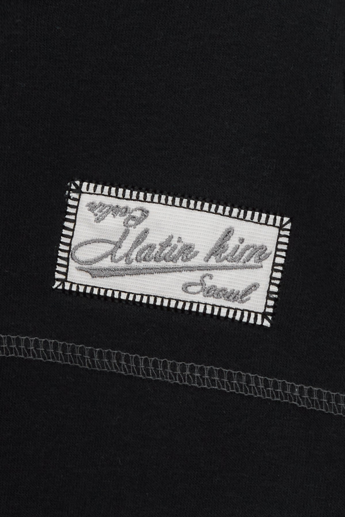 Matin Kim - Stitch Label Crop Sweatshirt (Black) product image 4 | TRAB K-Fashion Australia